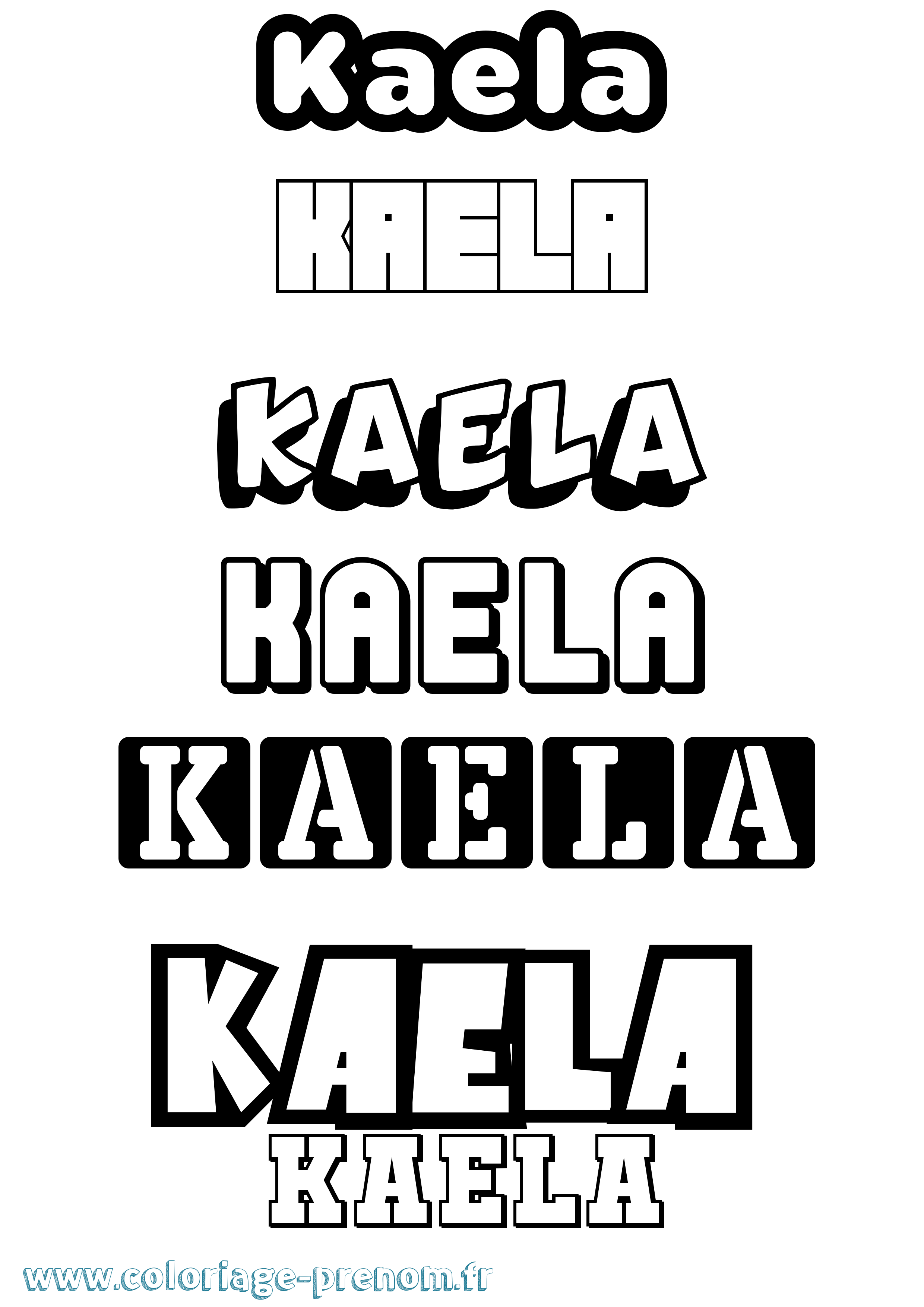 Coloriage prénom Kaela Simple