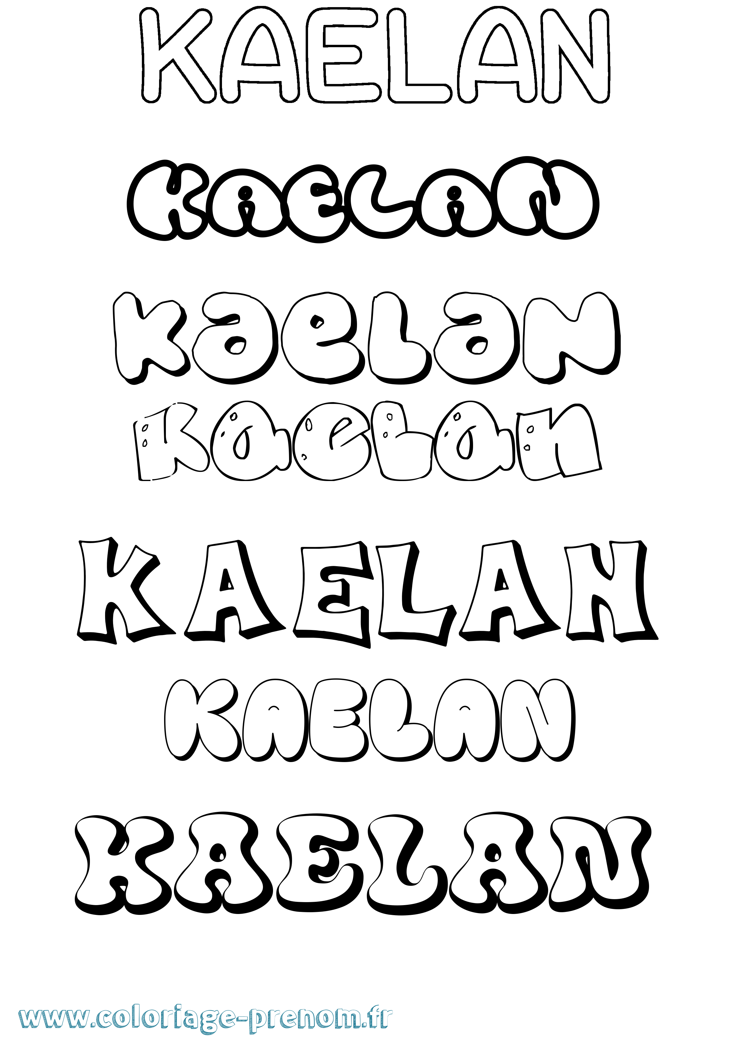 Coloriage Kaelan Bubble Coloriage prénom Kaelan Bubble