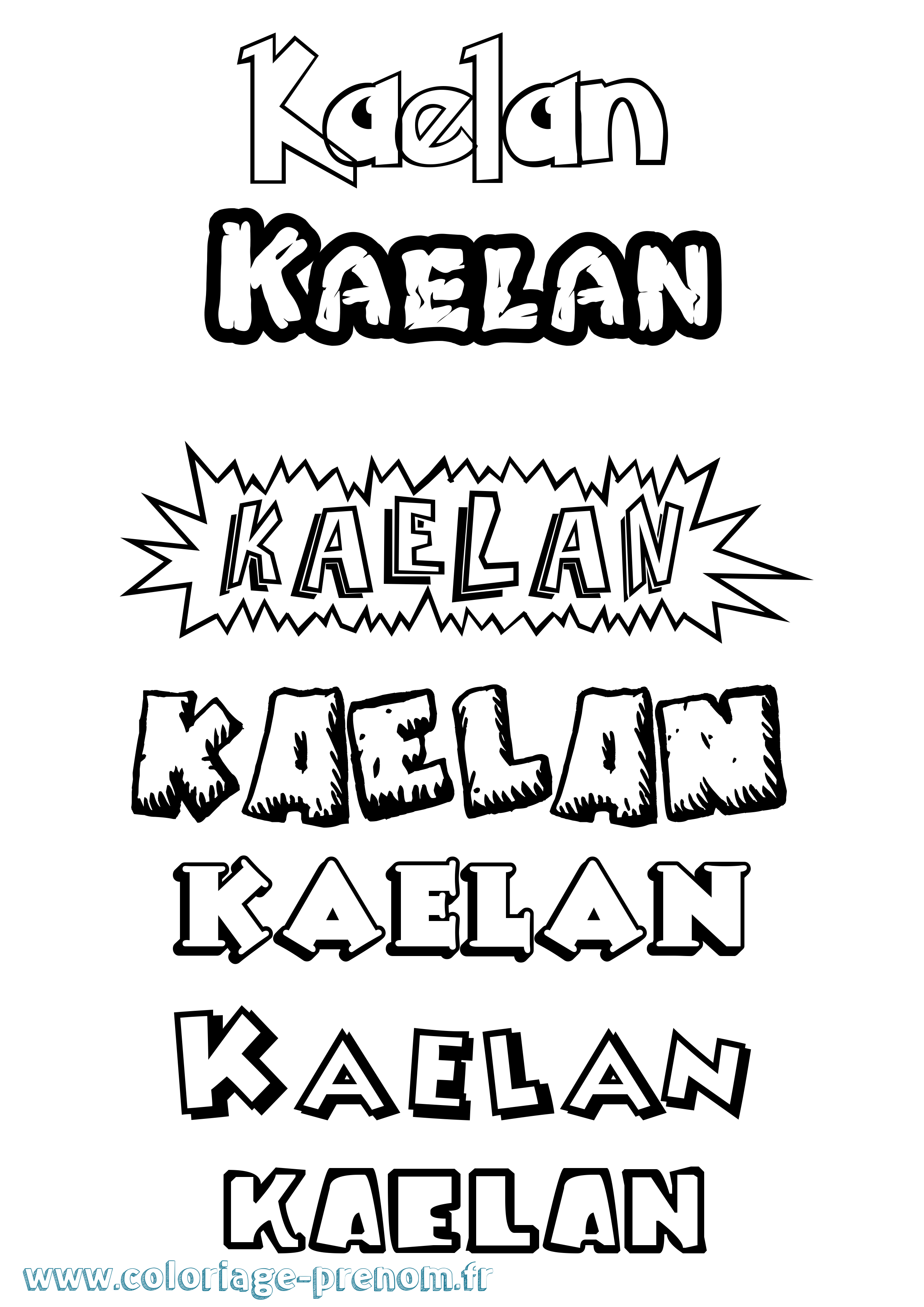 Coloriage Kaelan Dessin Animé Coloriage prénom Kaelan Dessin Animé