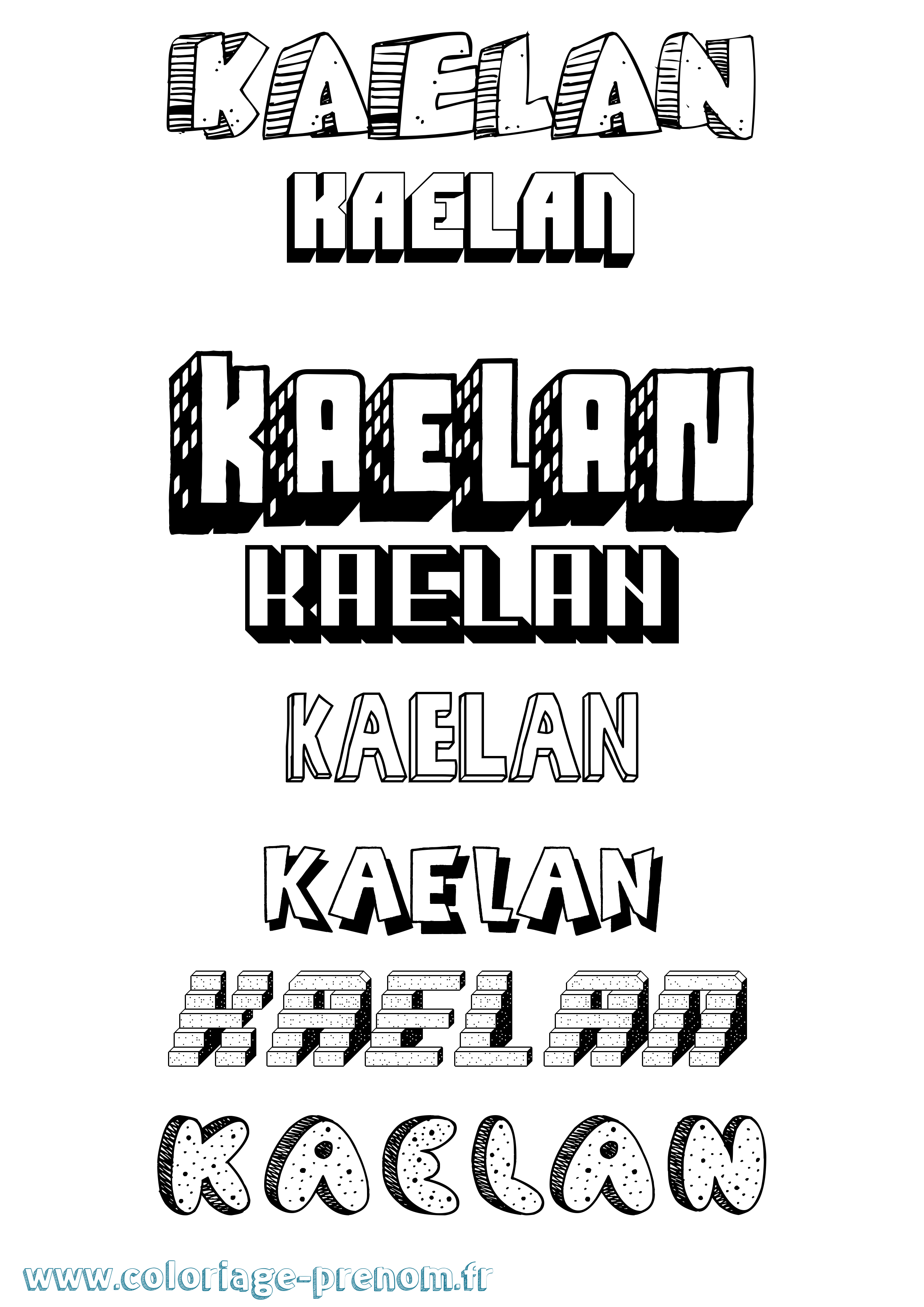 Coloriage Kaelan Effet 3D Coloriage prénom Kaelan Effet 3D