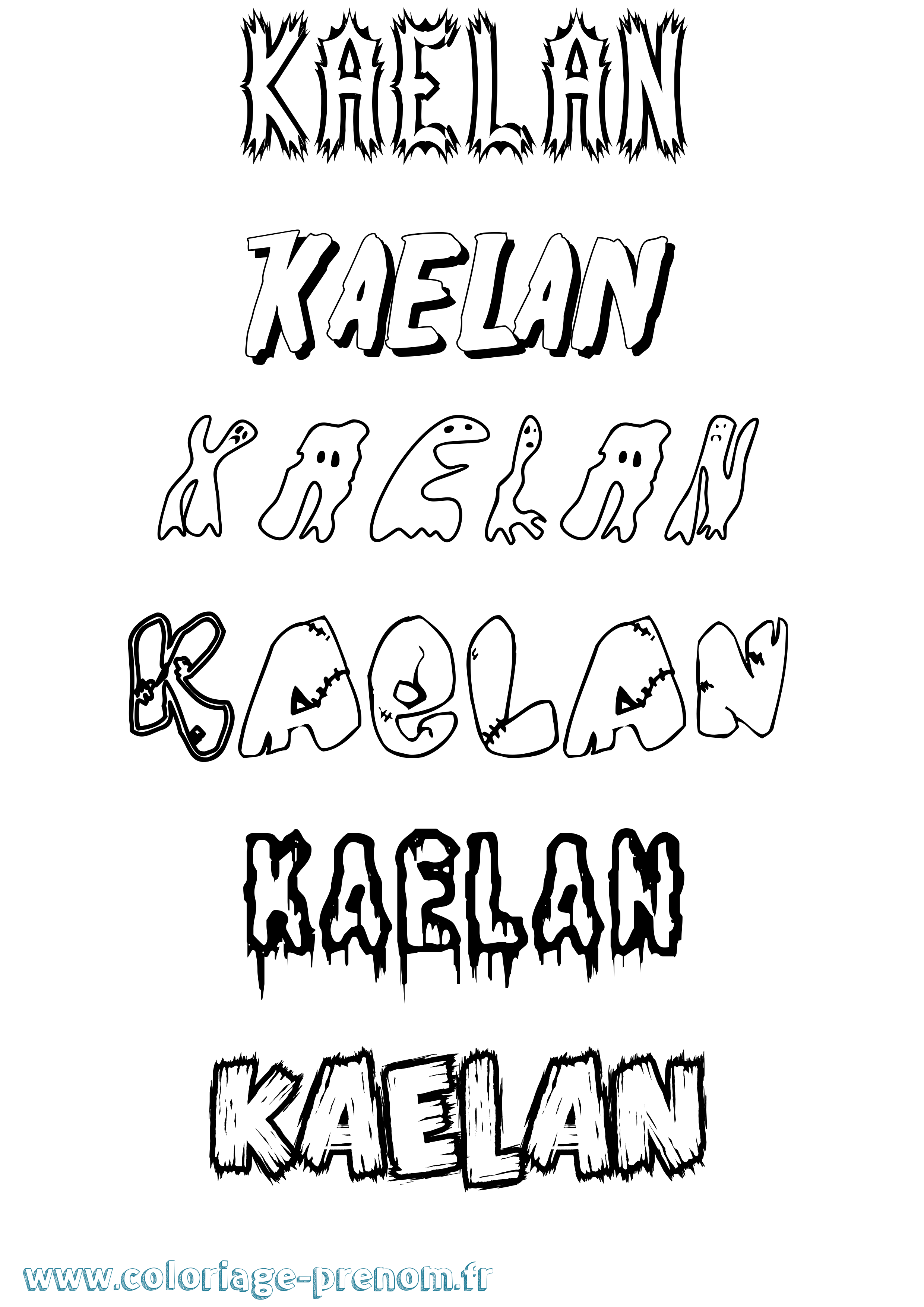 Coloriage Kaelan Frisson Coloriage prénom Kaelan Frisson