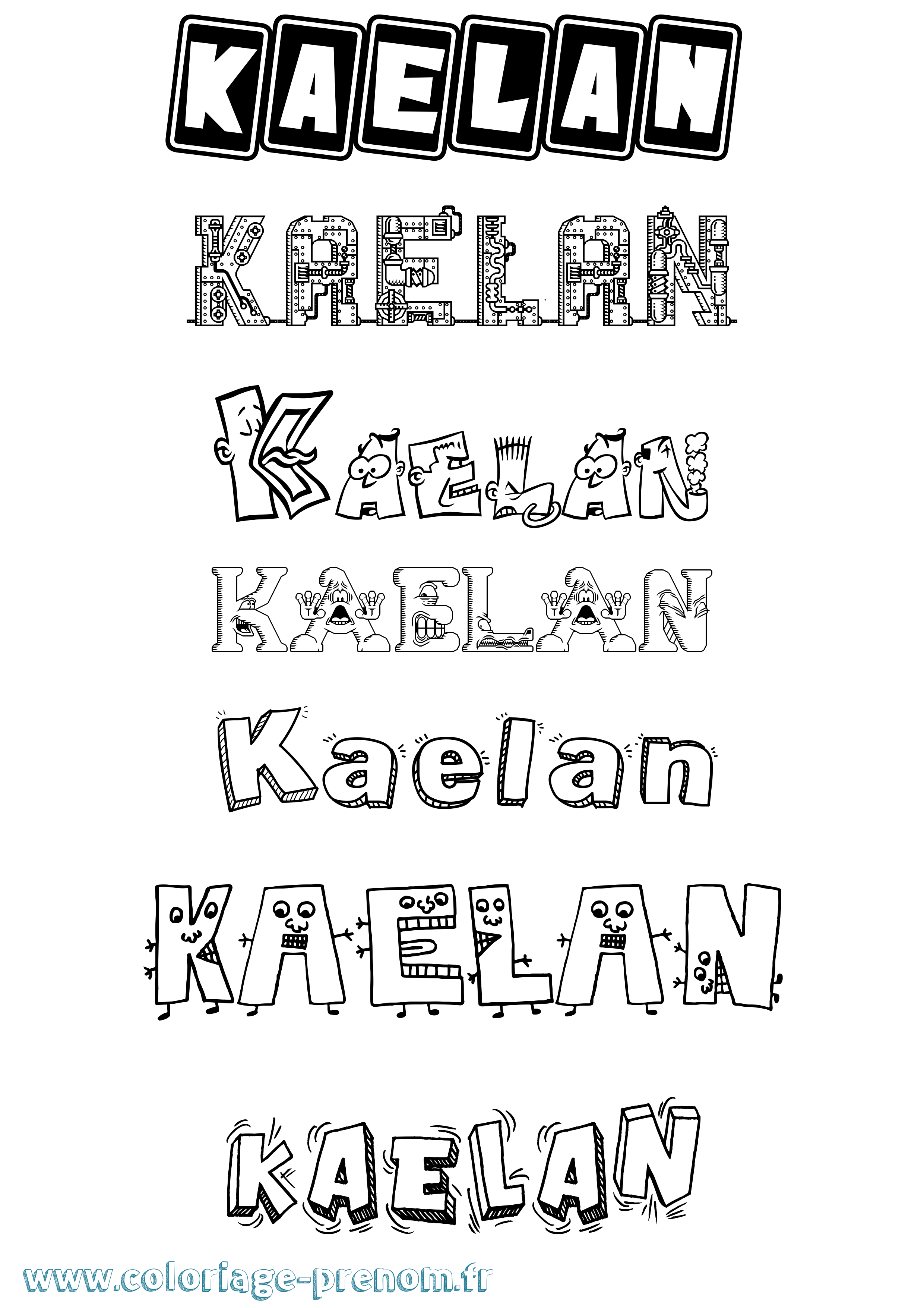 Coloriage Kaelan Fun Coloriage prénom Kaelan Fun
