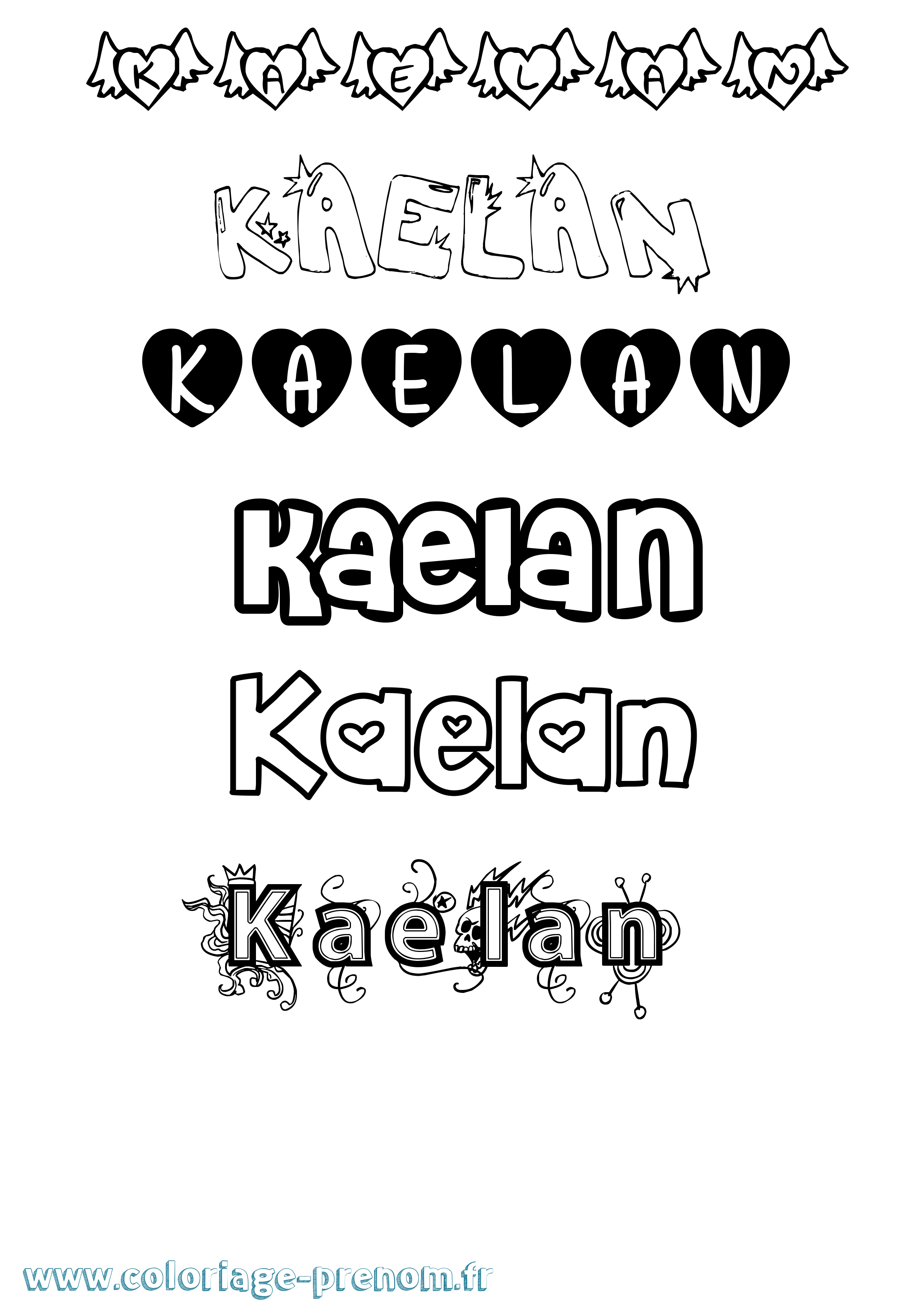 Coloriage Kaelan Girly Coloriage prénom Kaelan Girly