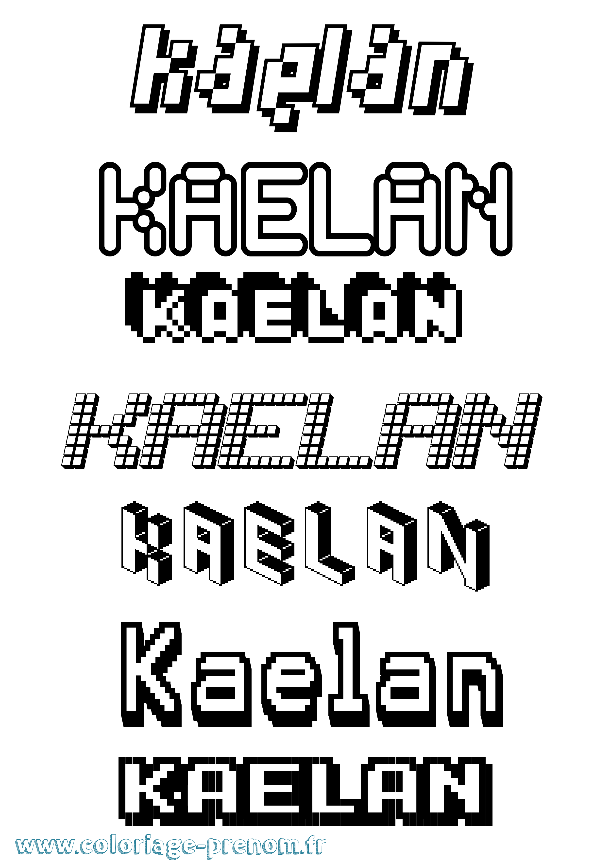 Coloriage Kaelan Pixel Coloriage prénom Kaelan Pixel