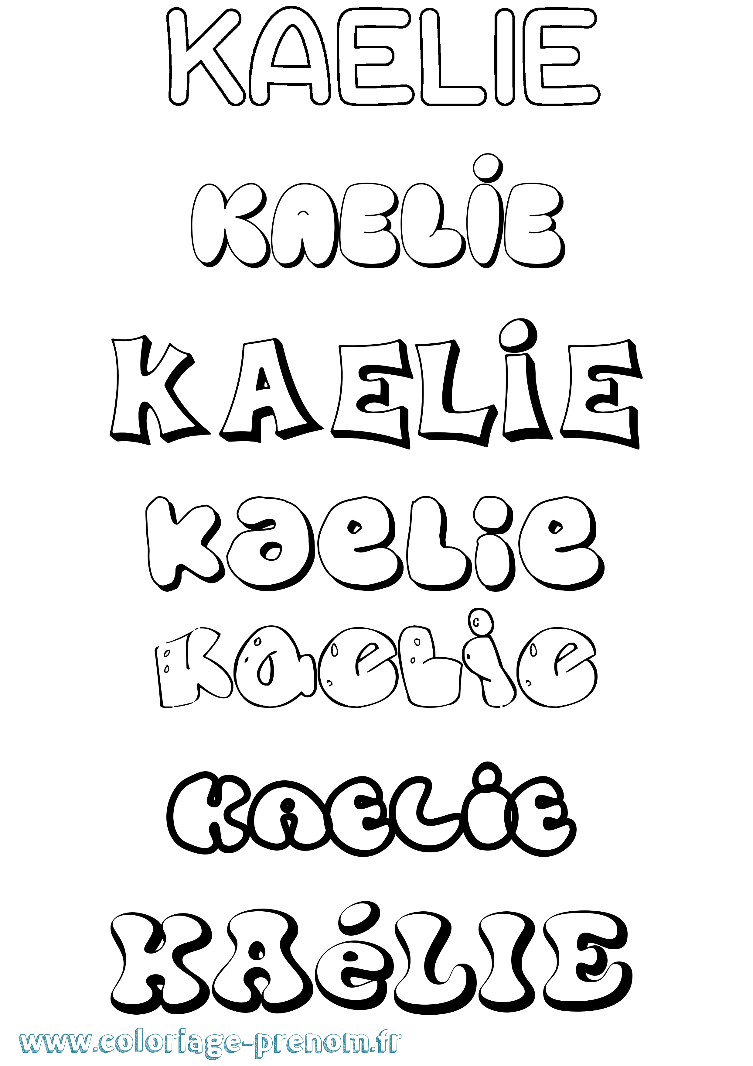 Coloriage prénom Kaélie Bubble