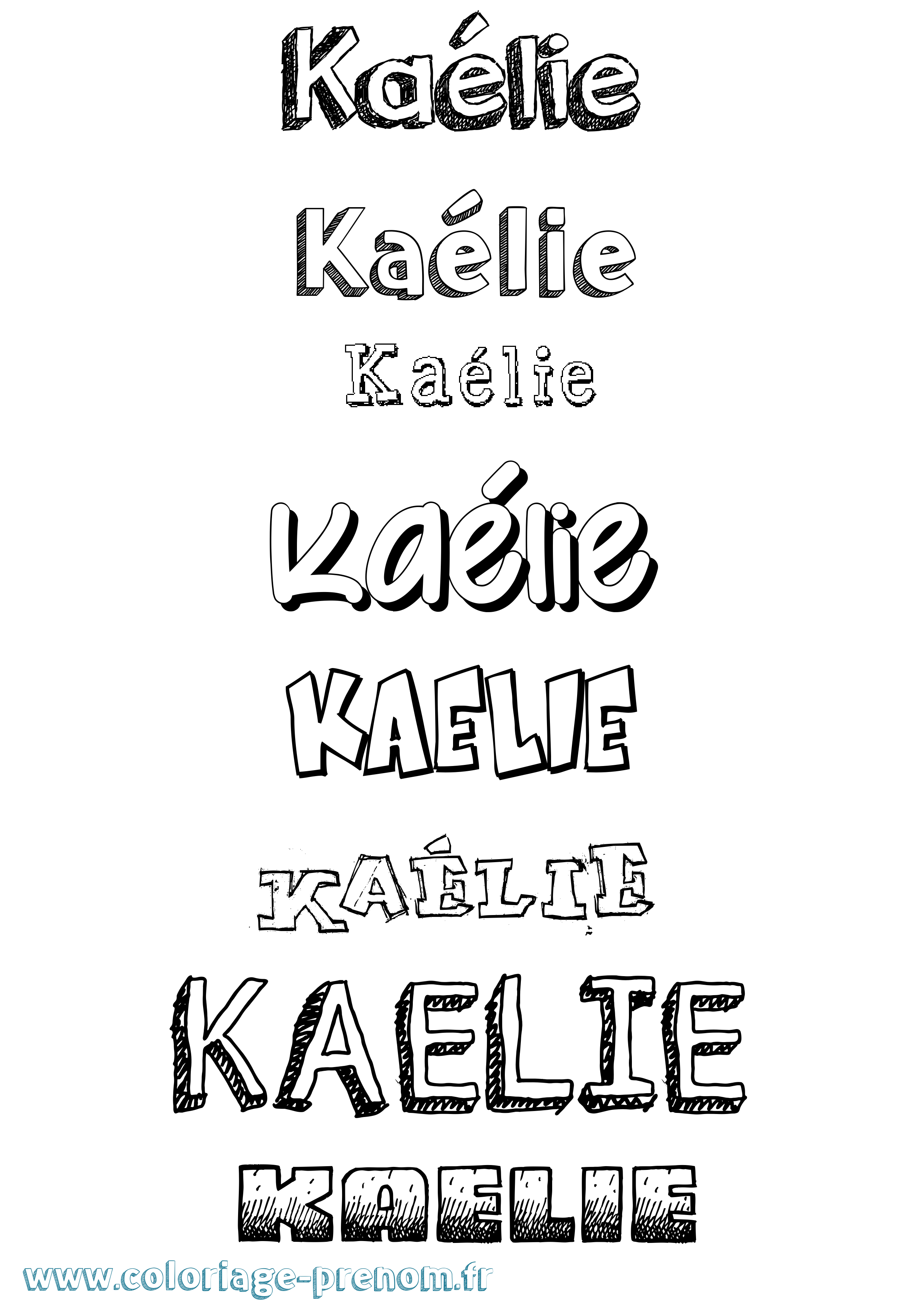 Coloriage prénom Kaélie Dessiné