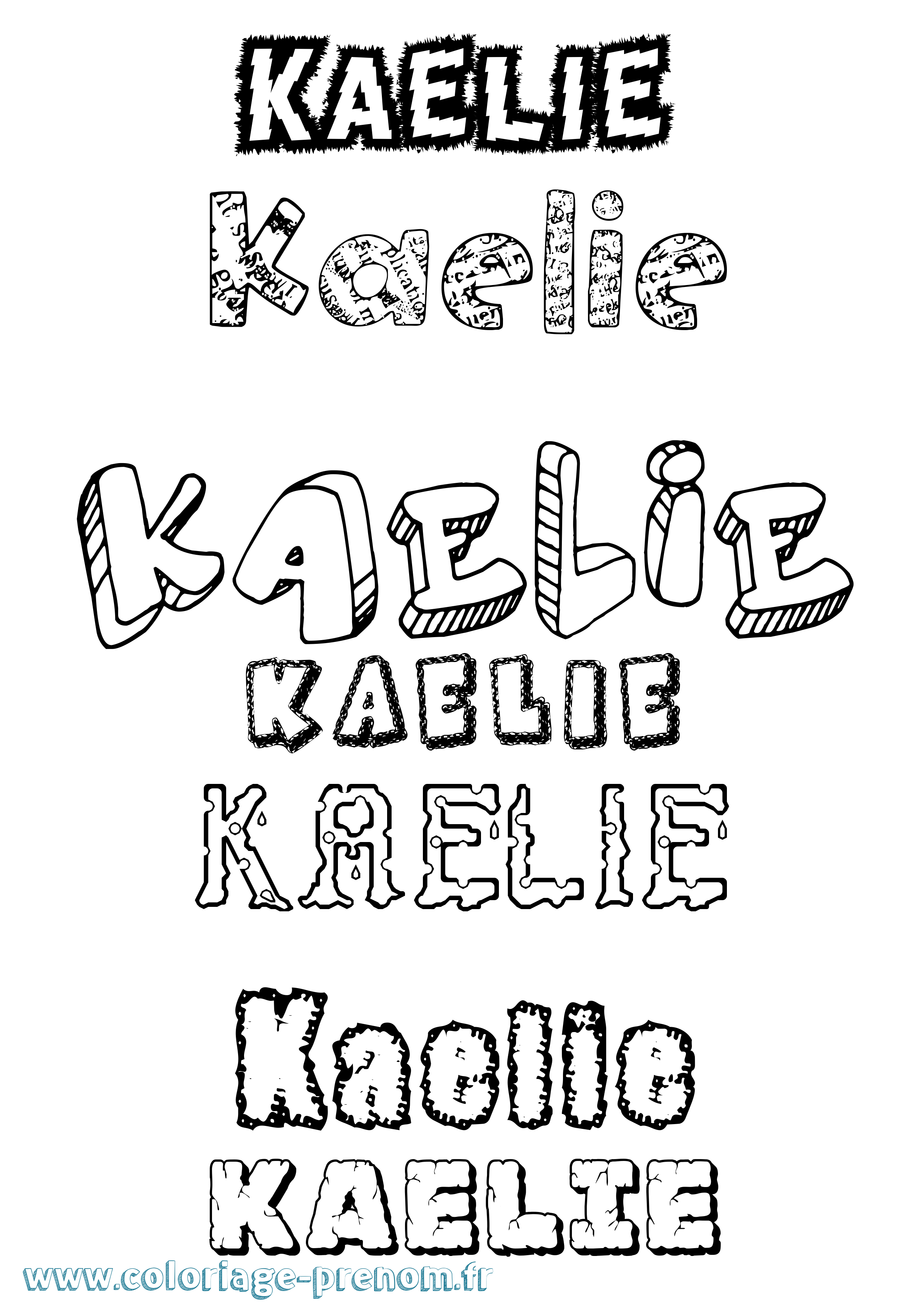 Coloriage prénom Kaélie Destructuré