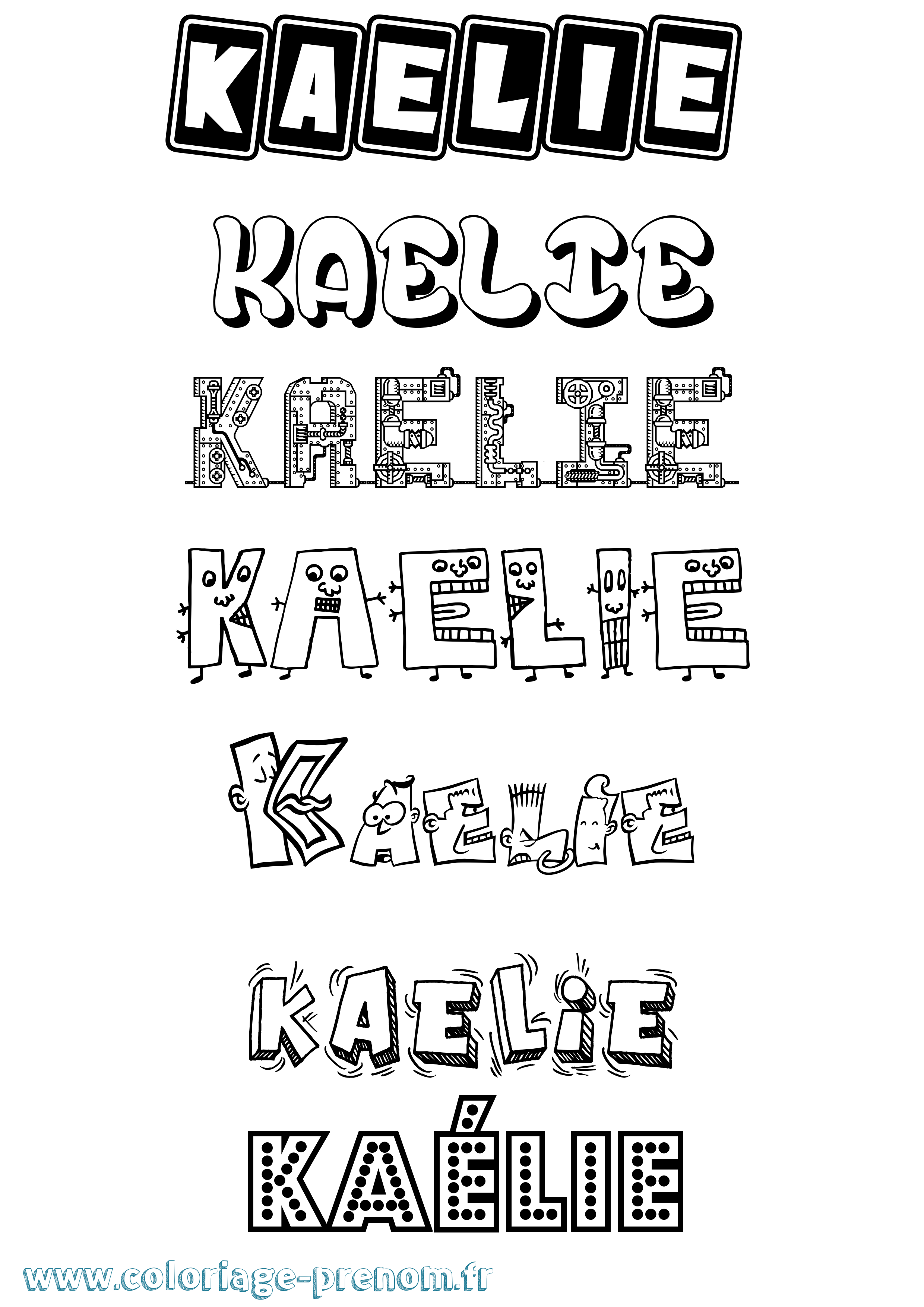 Coloriage prénom Kaélie Fun