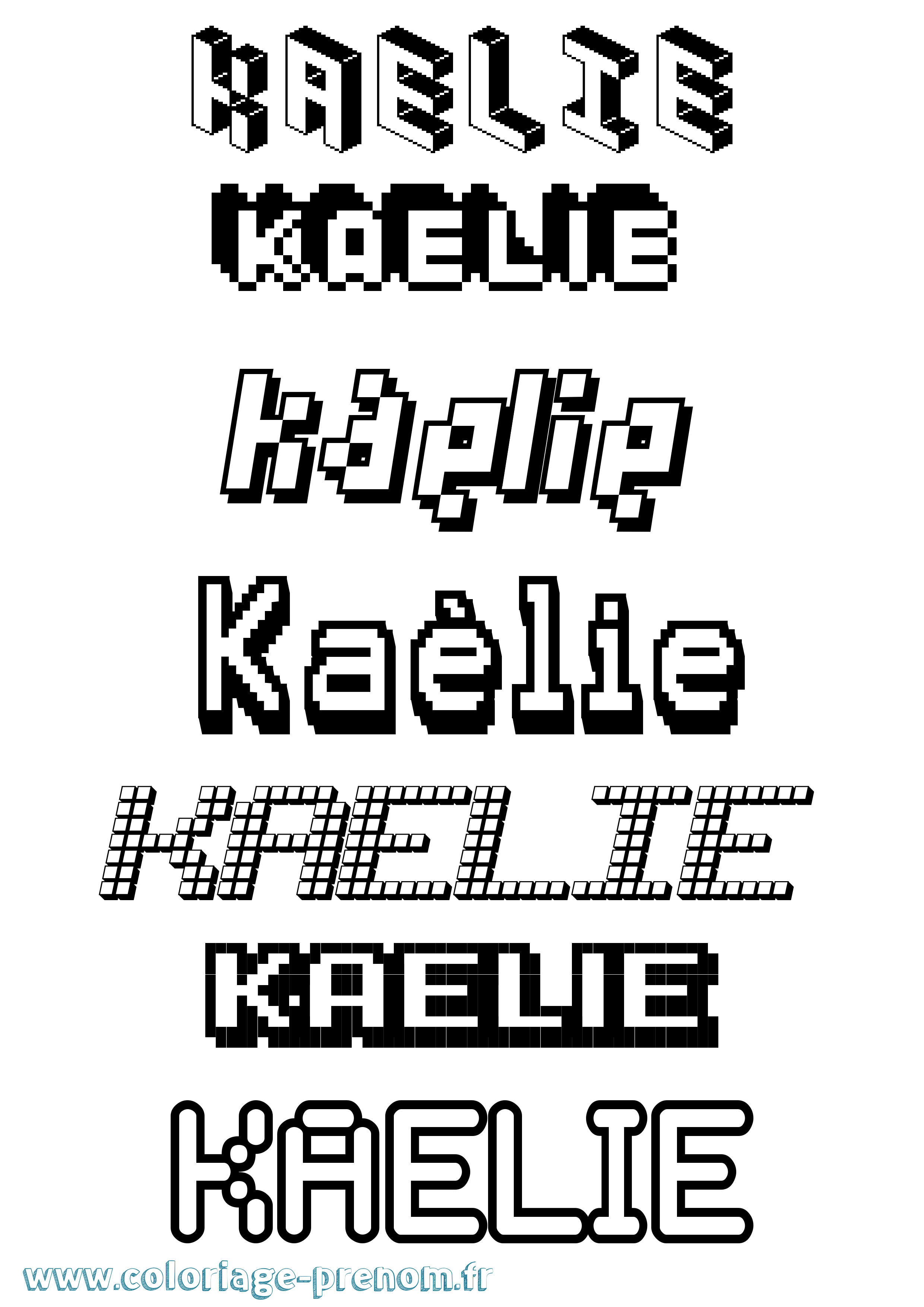 Coloriage prénom Kaélie Pixel