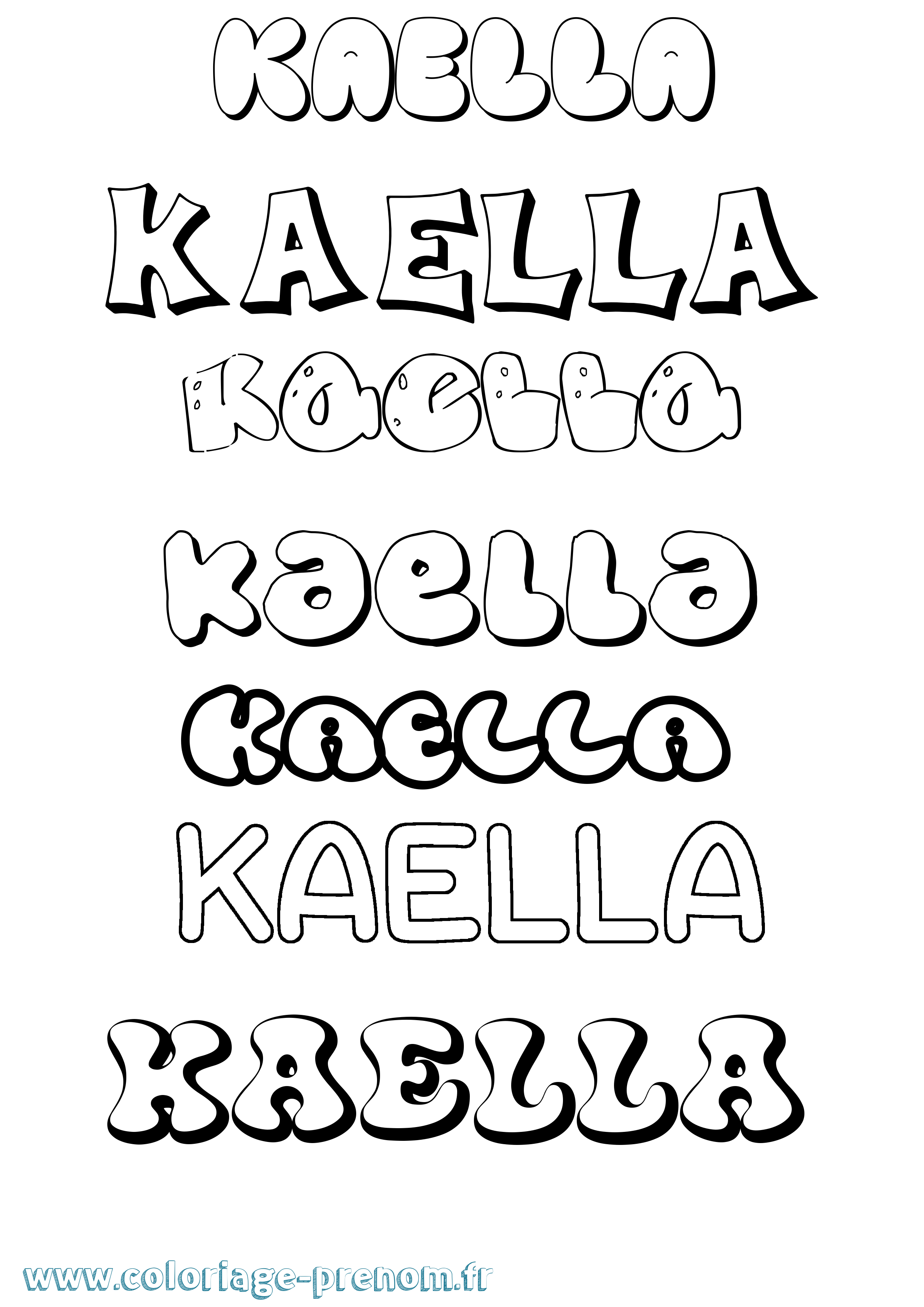 Coloriage prénom Kaella Bubble
