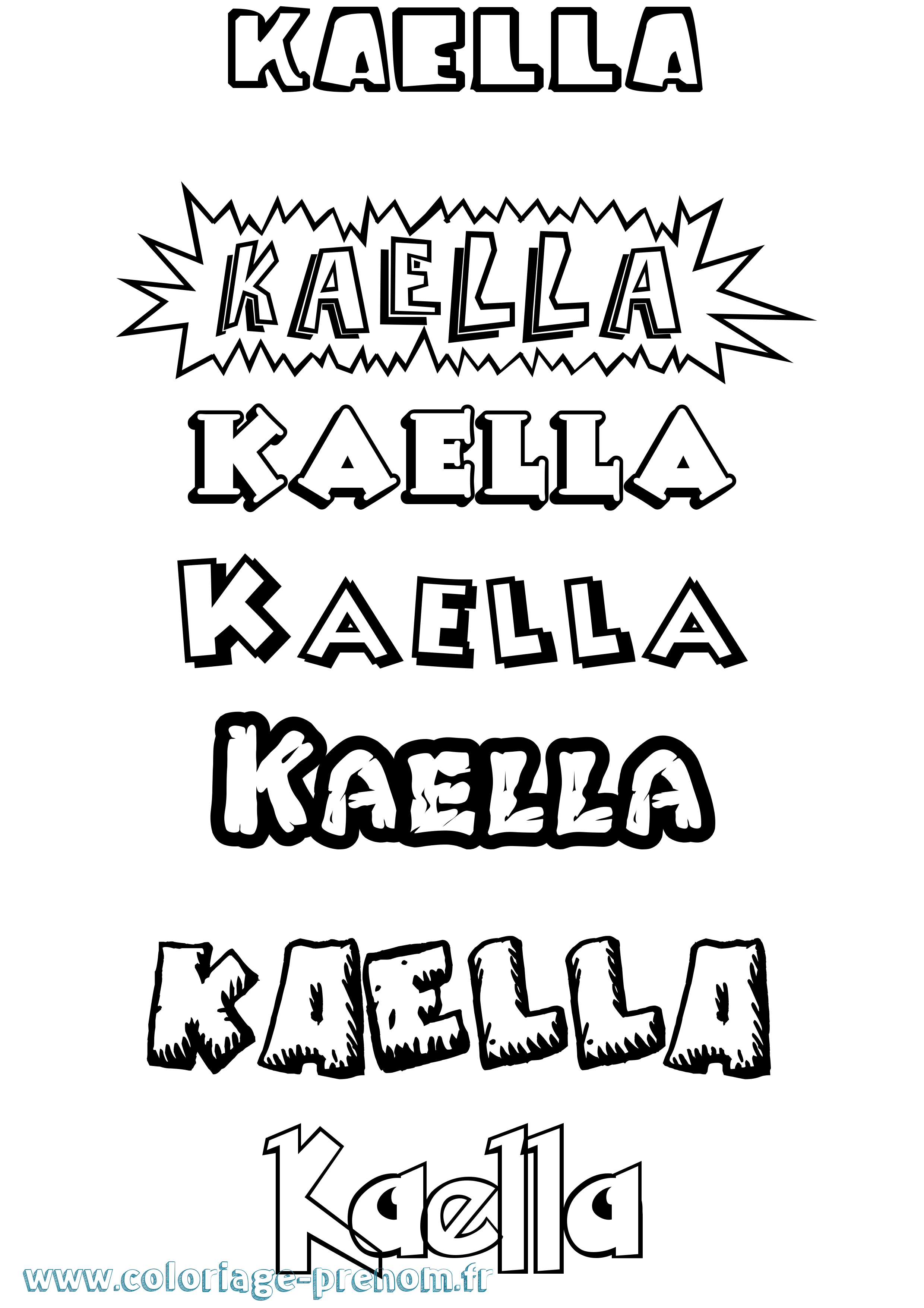 Coloriage prénom Kaella Dessin Animé
