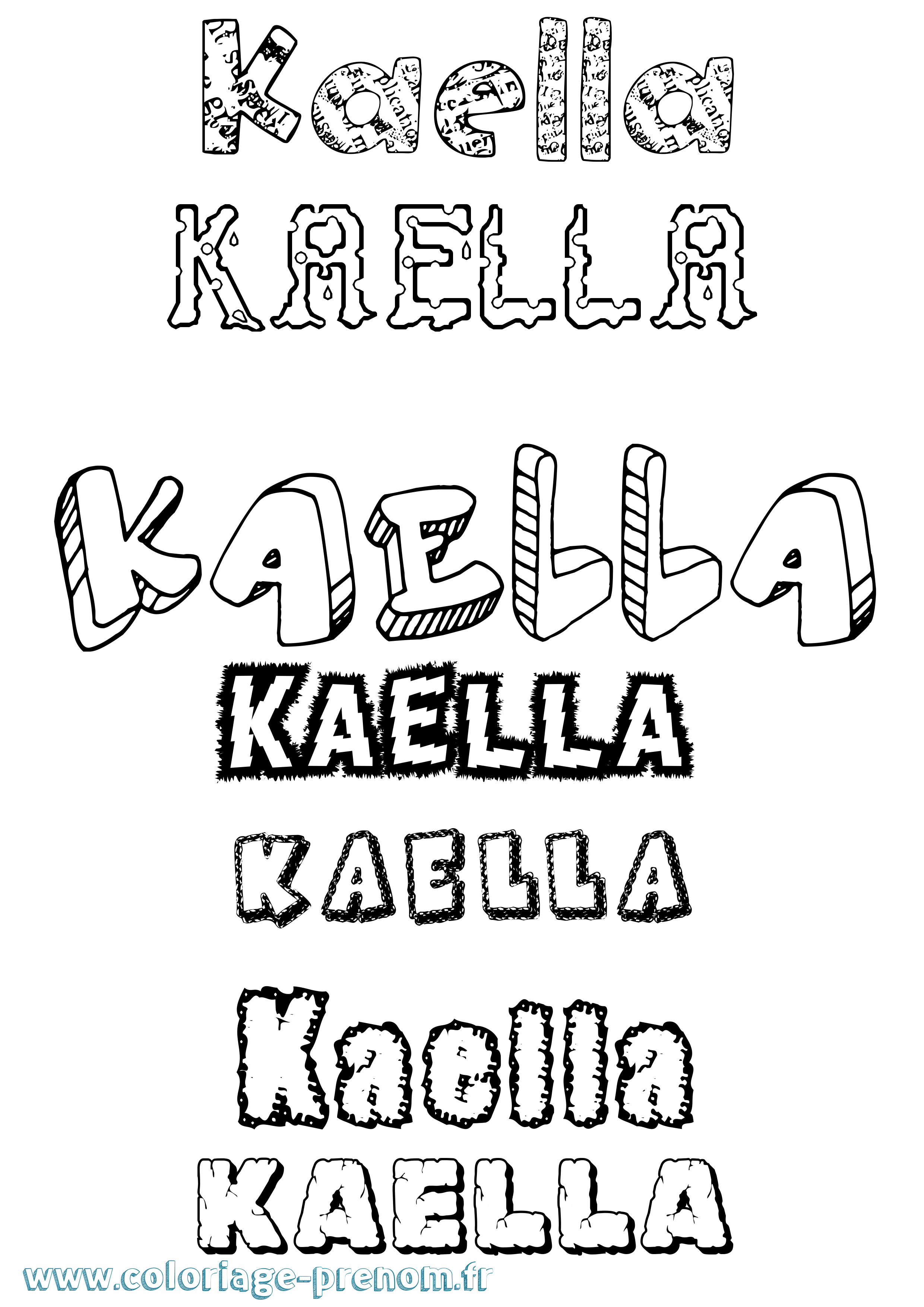Coloriage prénom Kaella Destructuré
