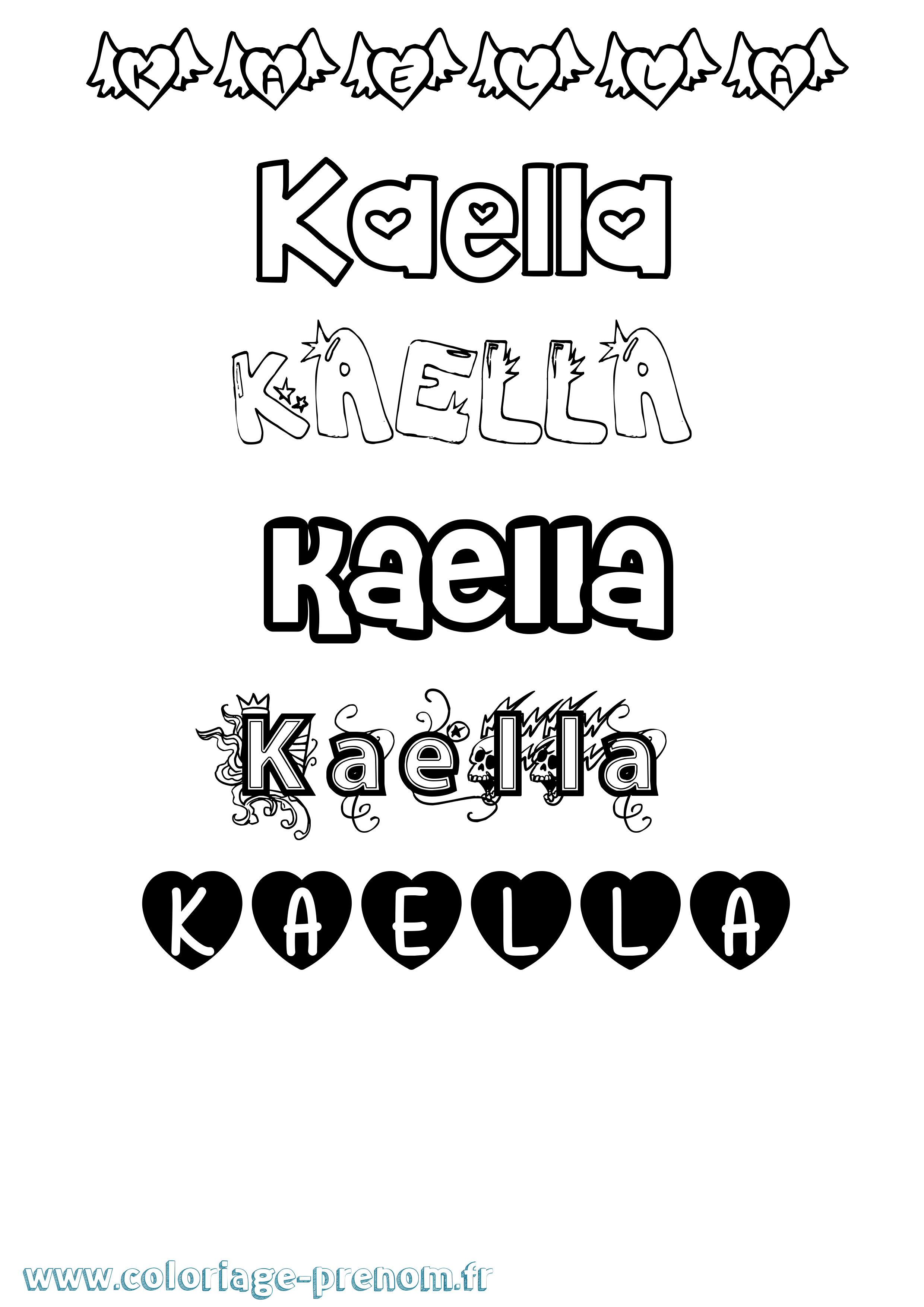 Coloriage prénom Kaella Girly