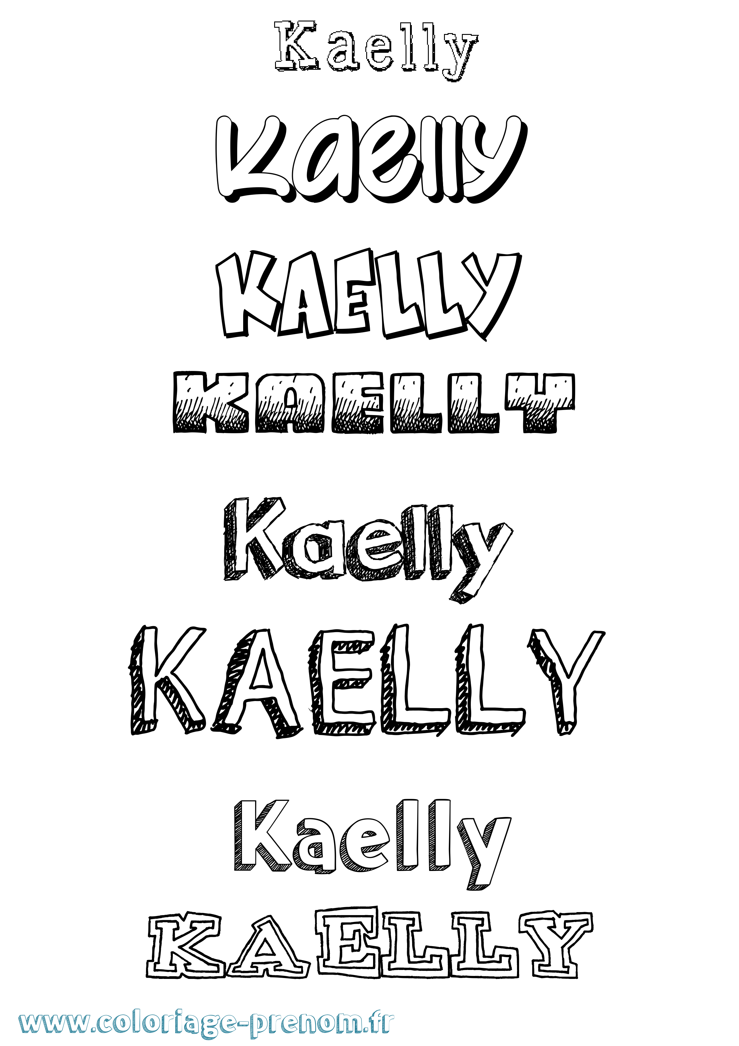 Coloriage prénom Kaelly Dessiné