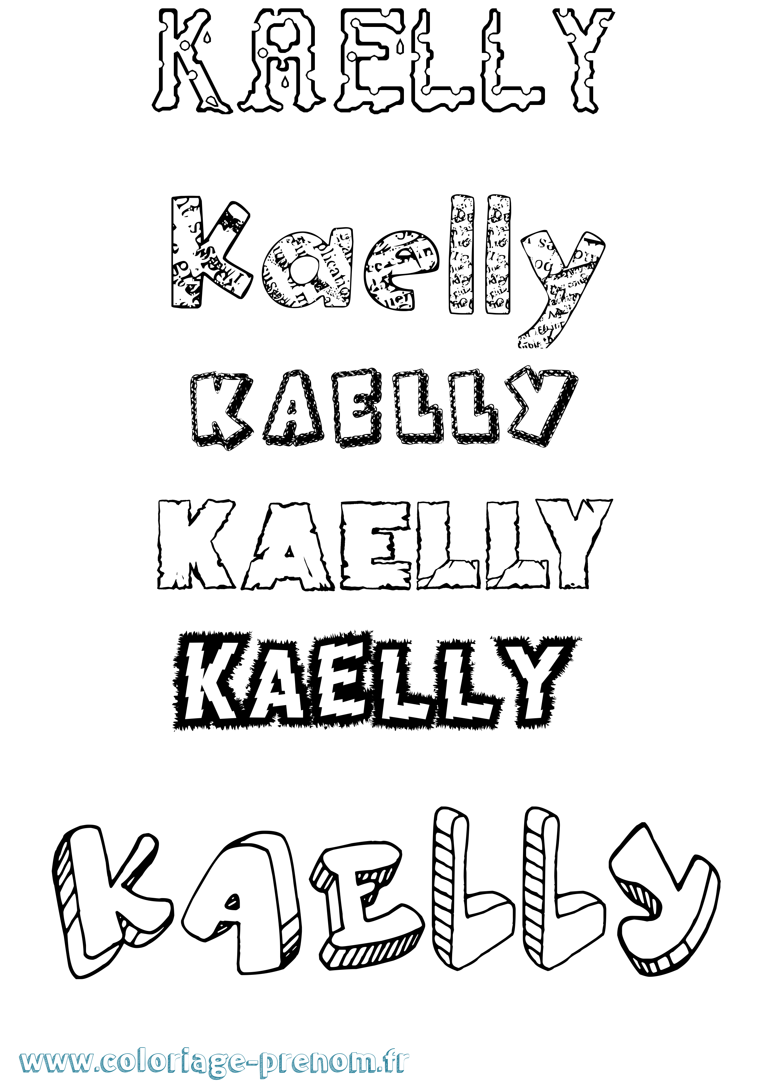 Coloriage prénom Kaelly Destructuré