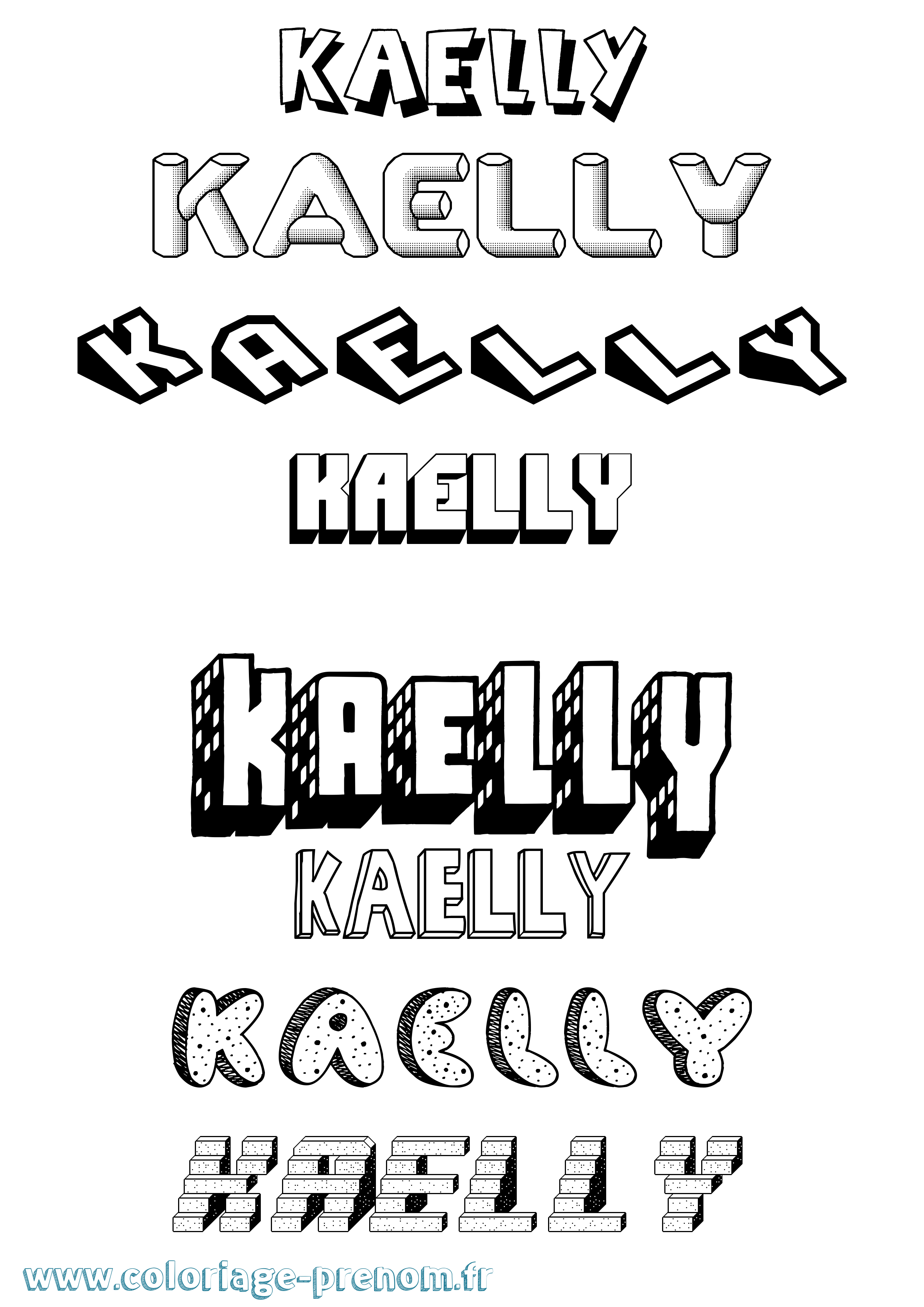 Coloriage prénom Kaelly Effet 3D
