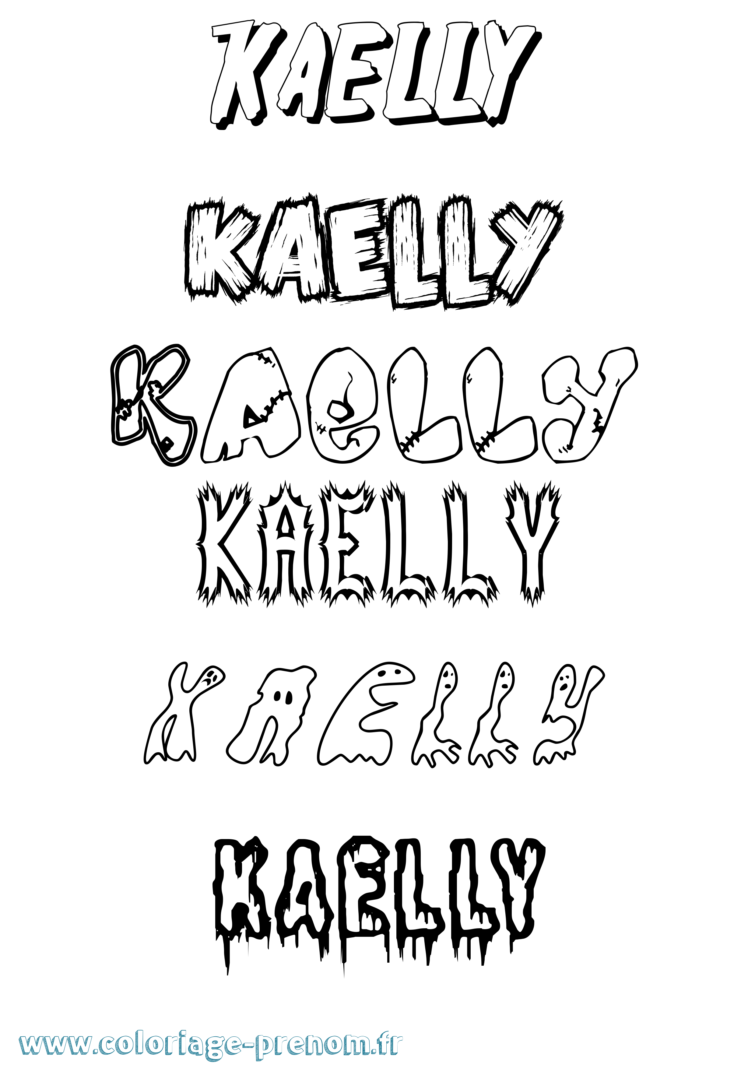Coloriage prénom Kaelly Frisson