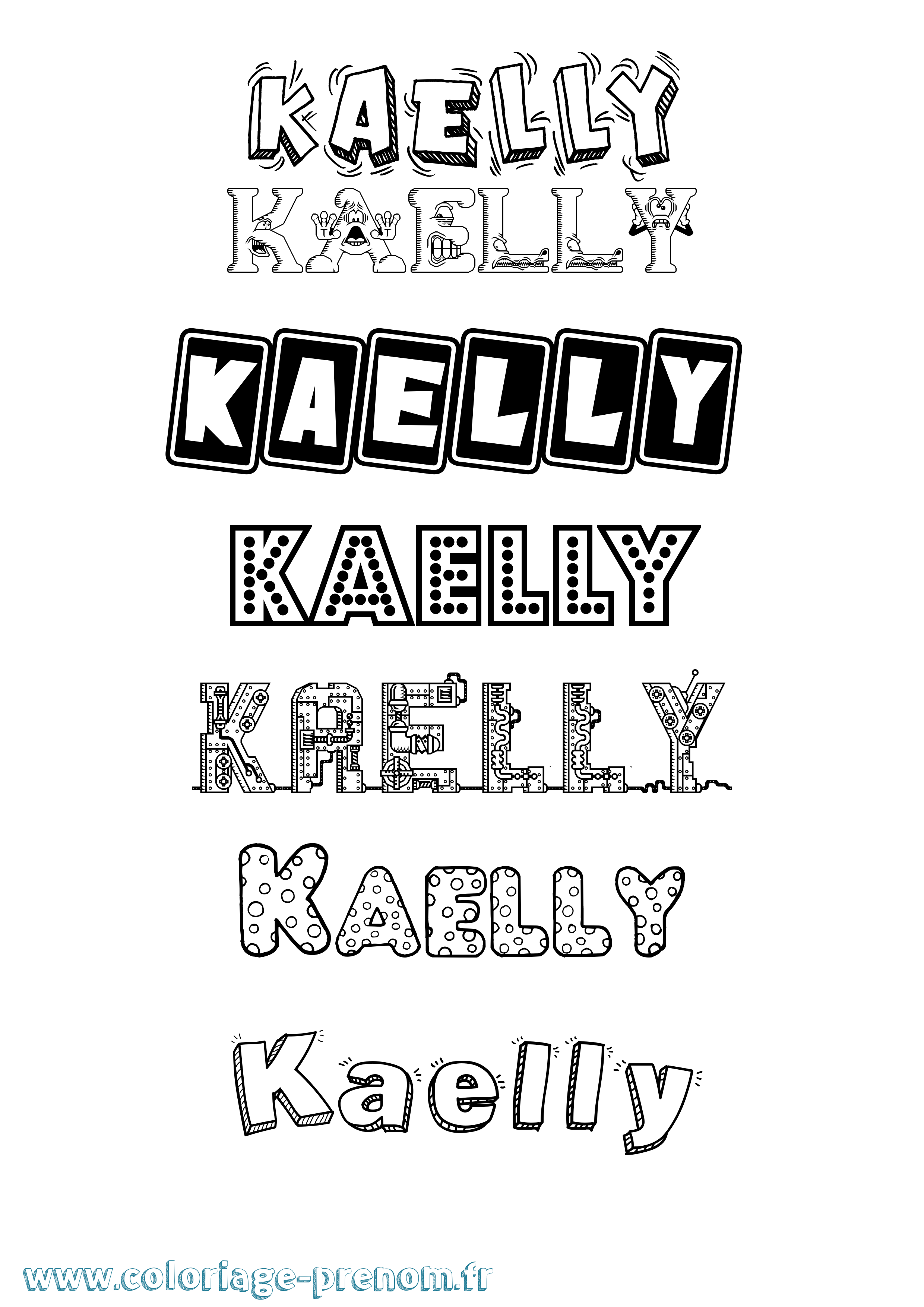 Coloriage prénom Kaelly Fun