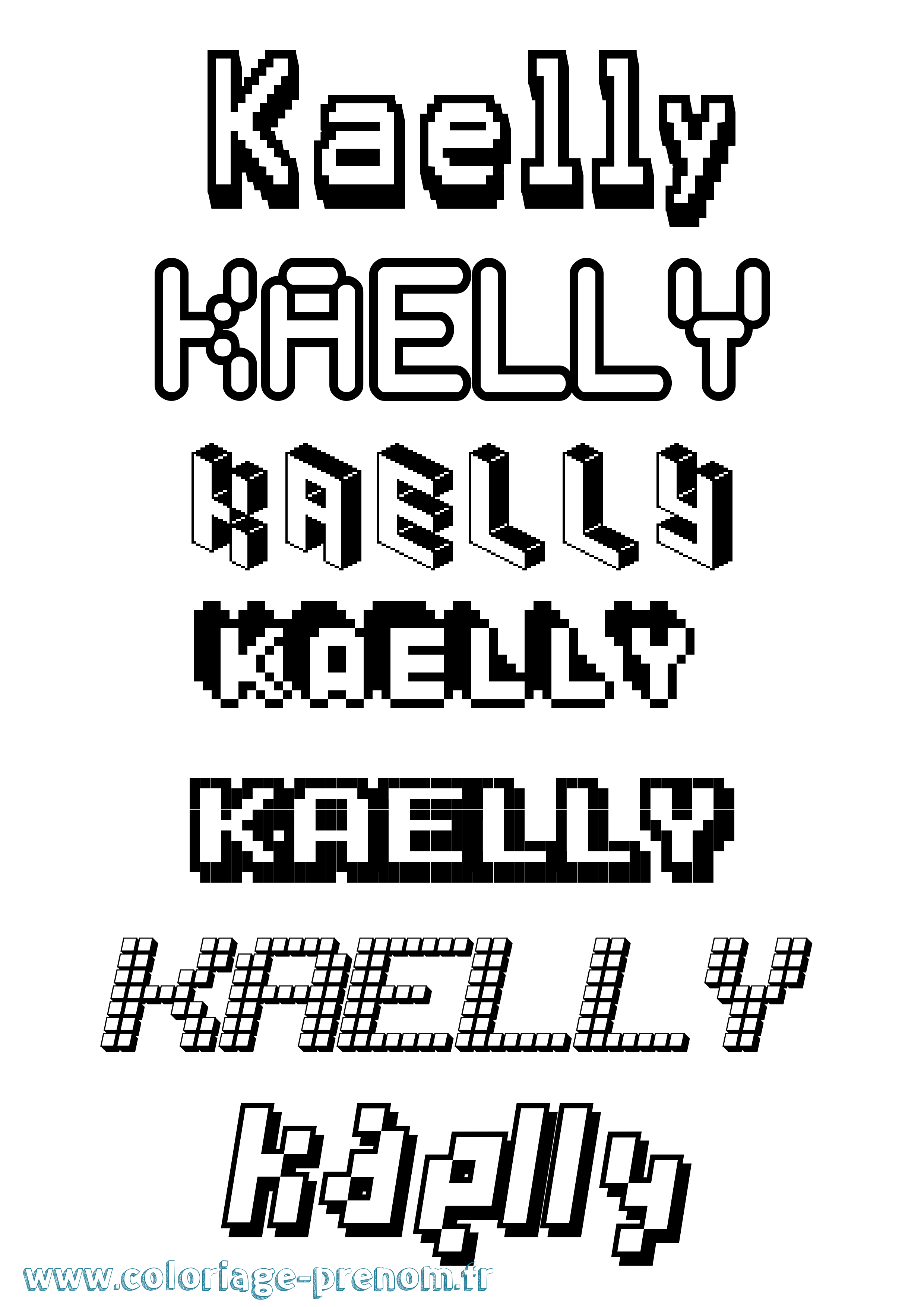 Coloriage prénom Kaelly Pixel