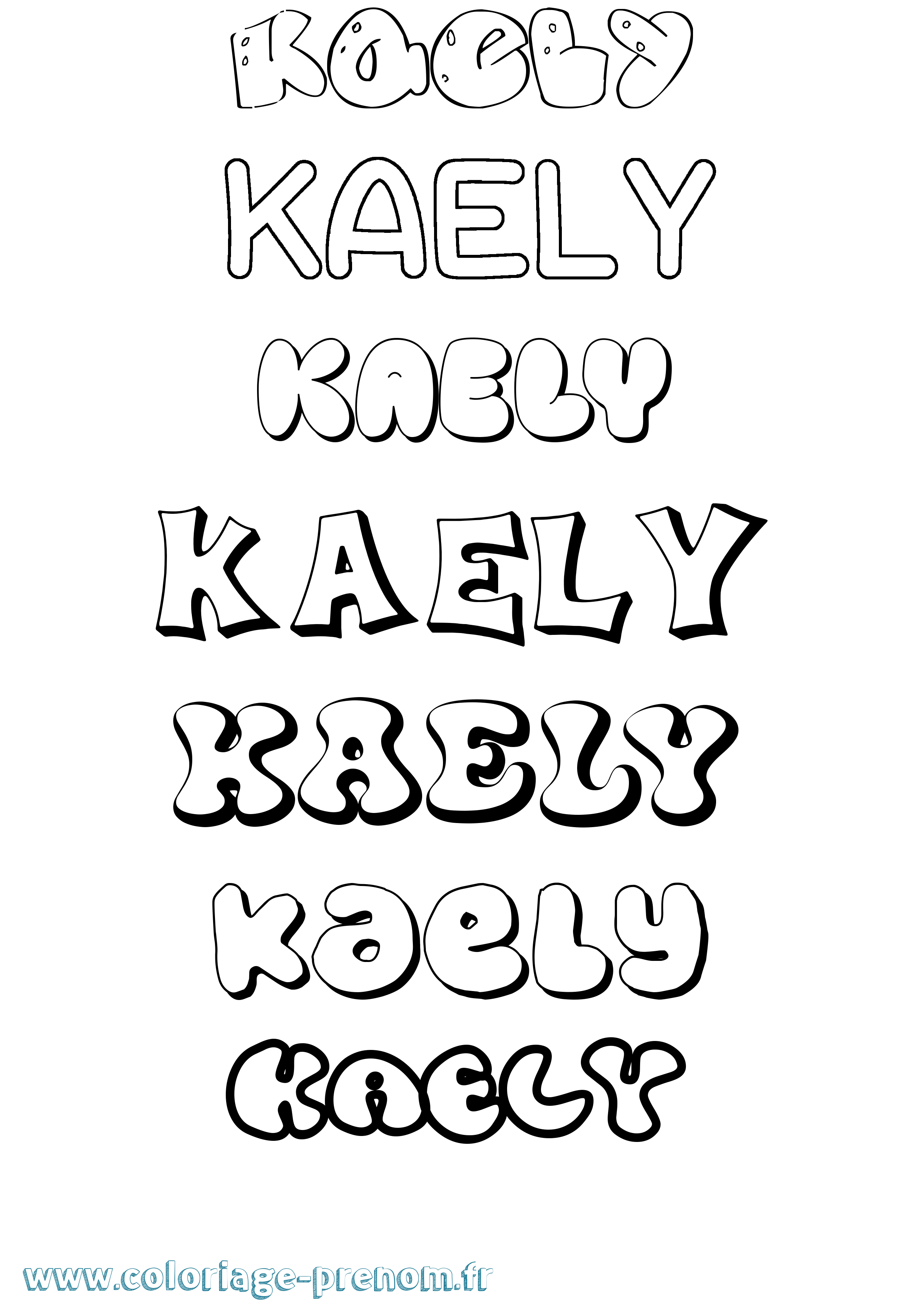 Coloriage Kaely Bubble Coloriage prénom Kaely Bubble