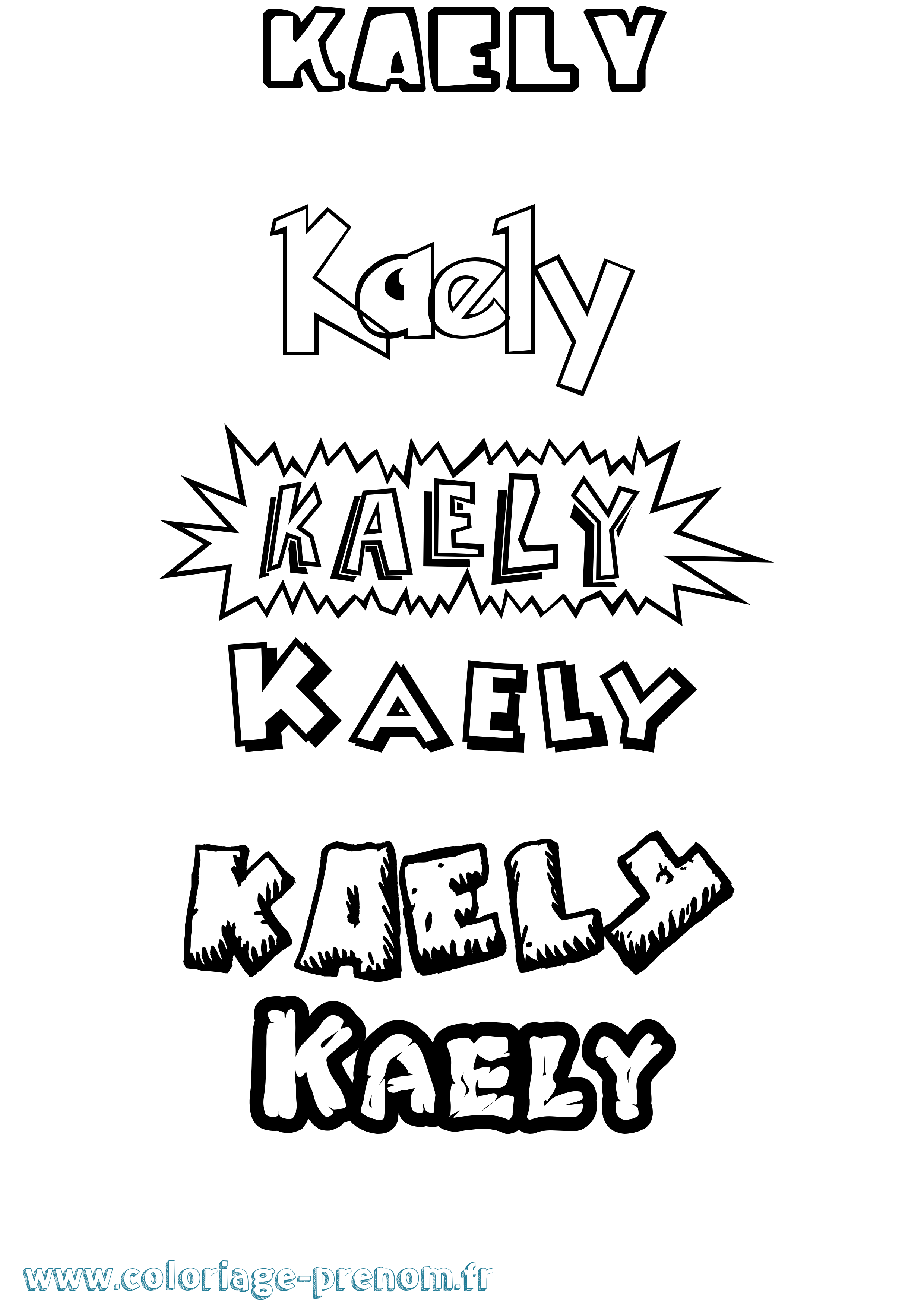 Coloriage Kaely Dessin Animé Coloriage prénom Kaely Dessin Animé