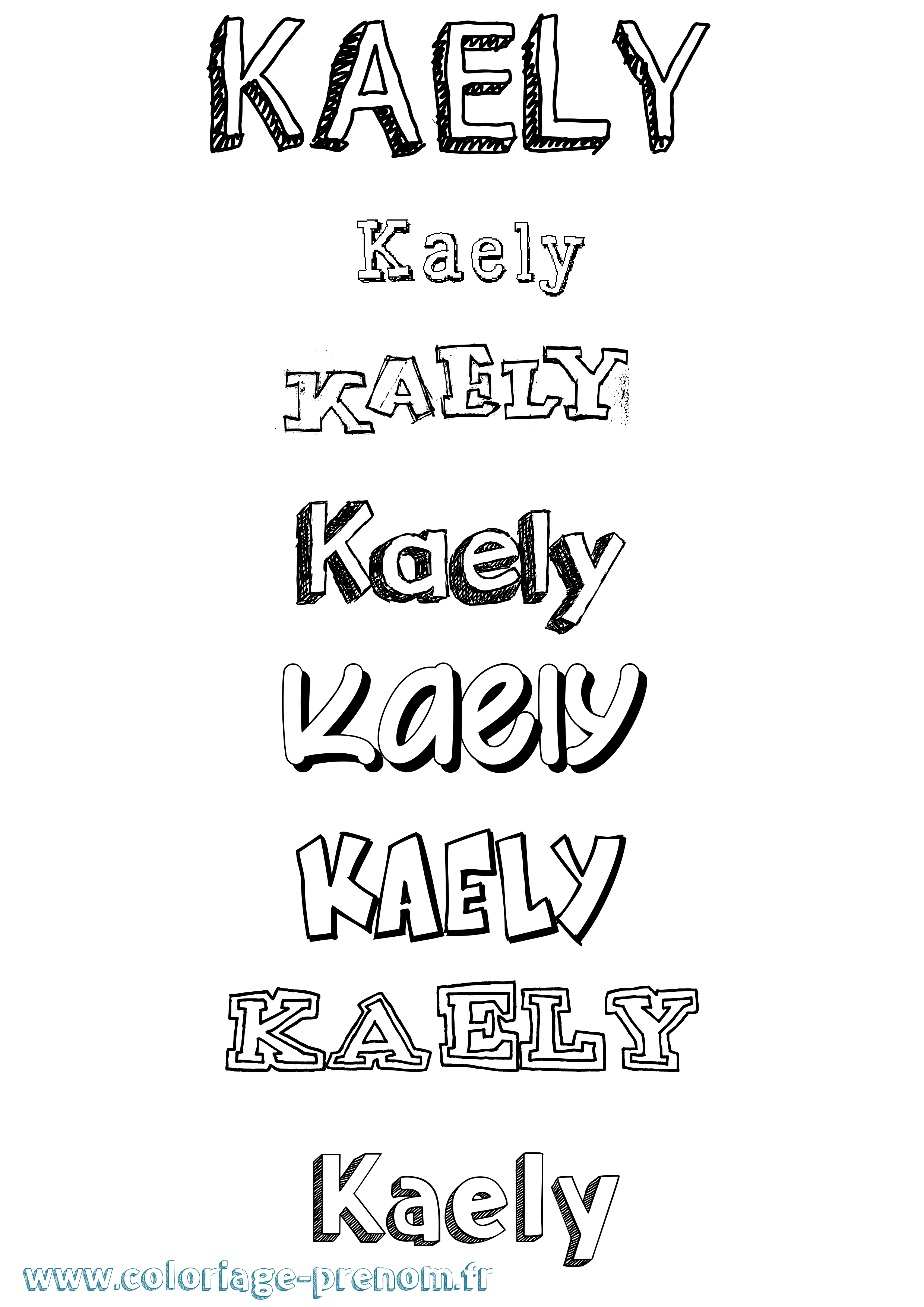 Coloriage Kaely Dessiné Coloriage prénom Kaely Dessiné