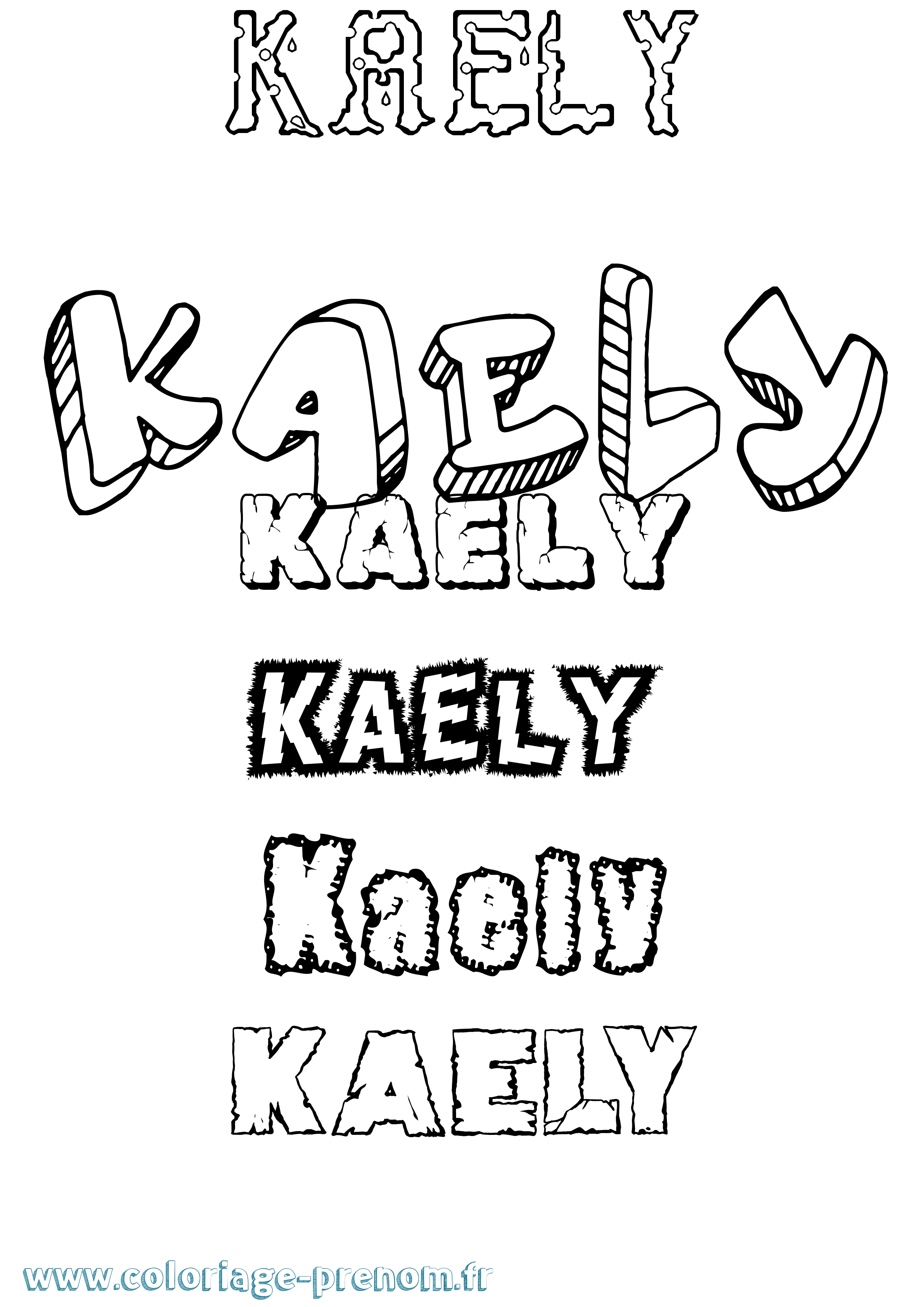 Coloriage Kaely Destructuré Coloriage prénom Kaely Destructuré