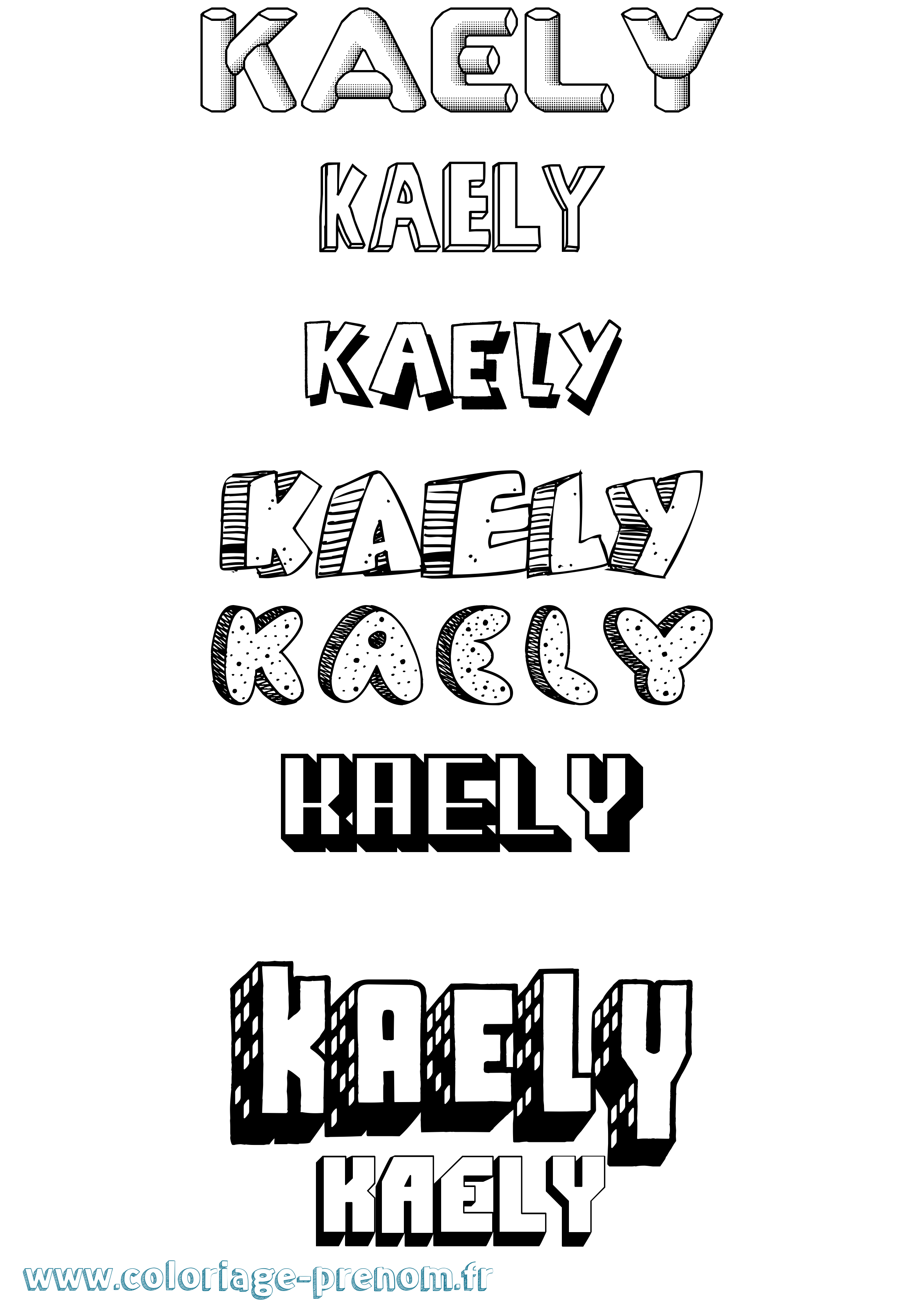 Coloriage Kaely Effet 3D Coloriage prénom Kaely Effet 3D