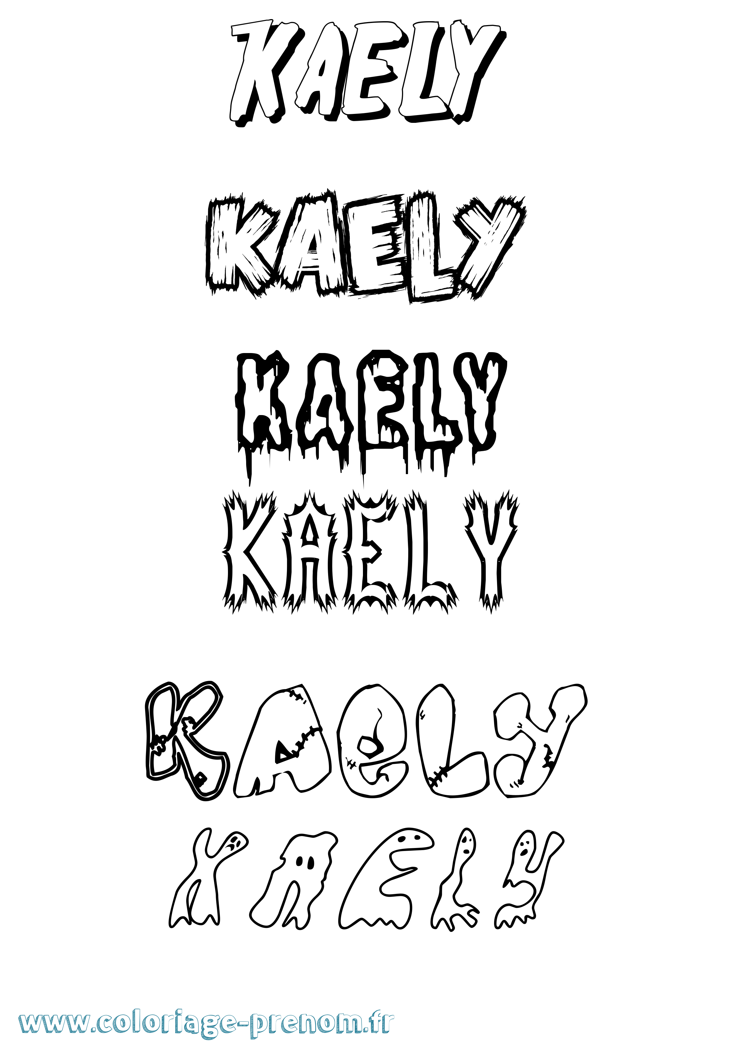 Coloriage Kaely Frisson Coloriage prénom Kaely Frisson