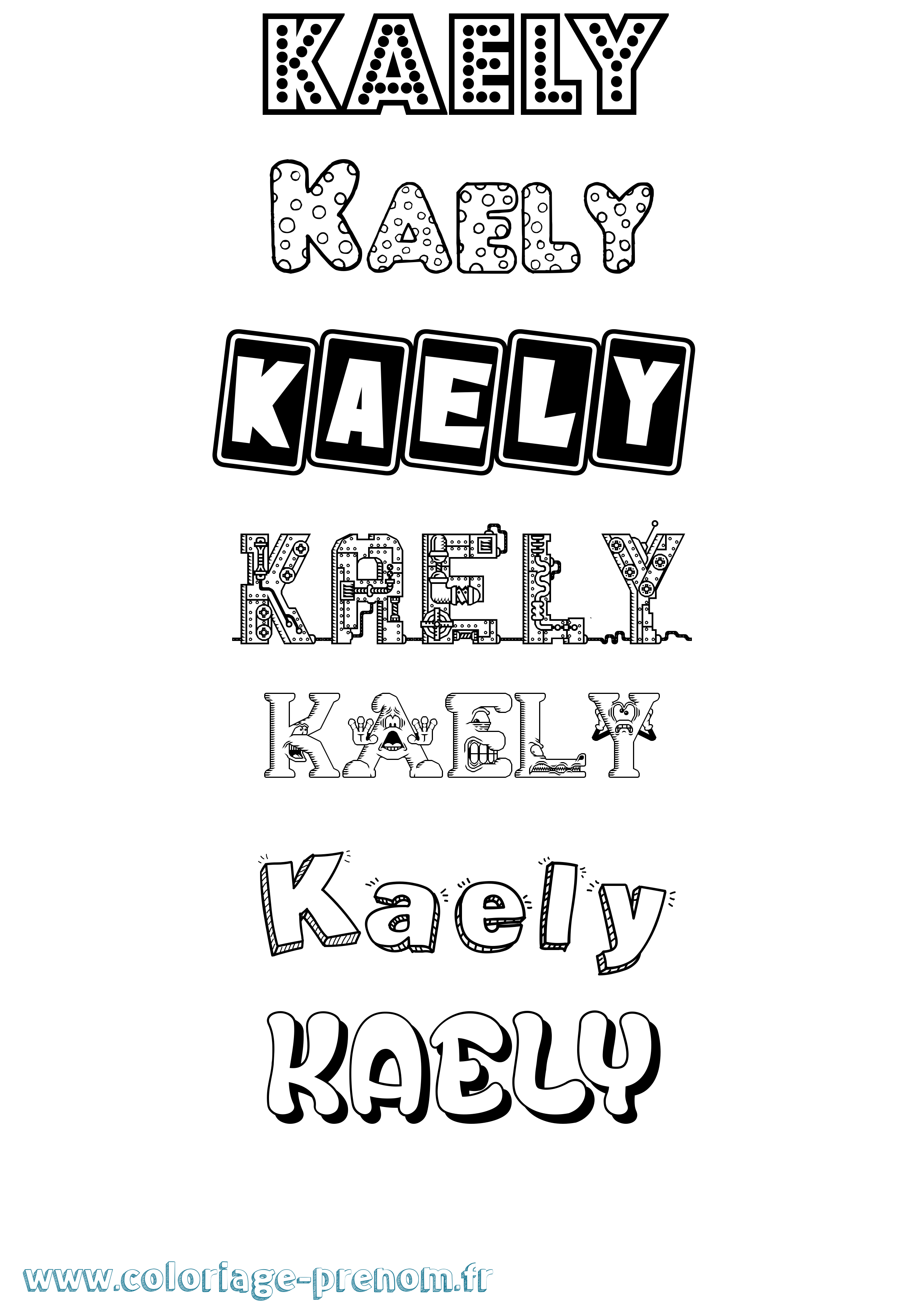 Coloriage Kaely Fun Coloriage prénom Kaely Fun