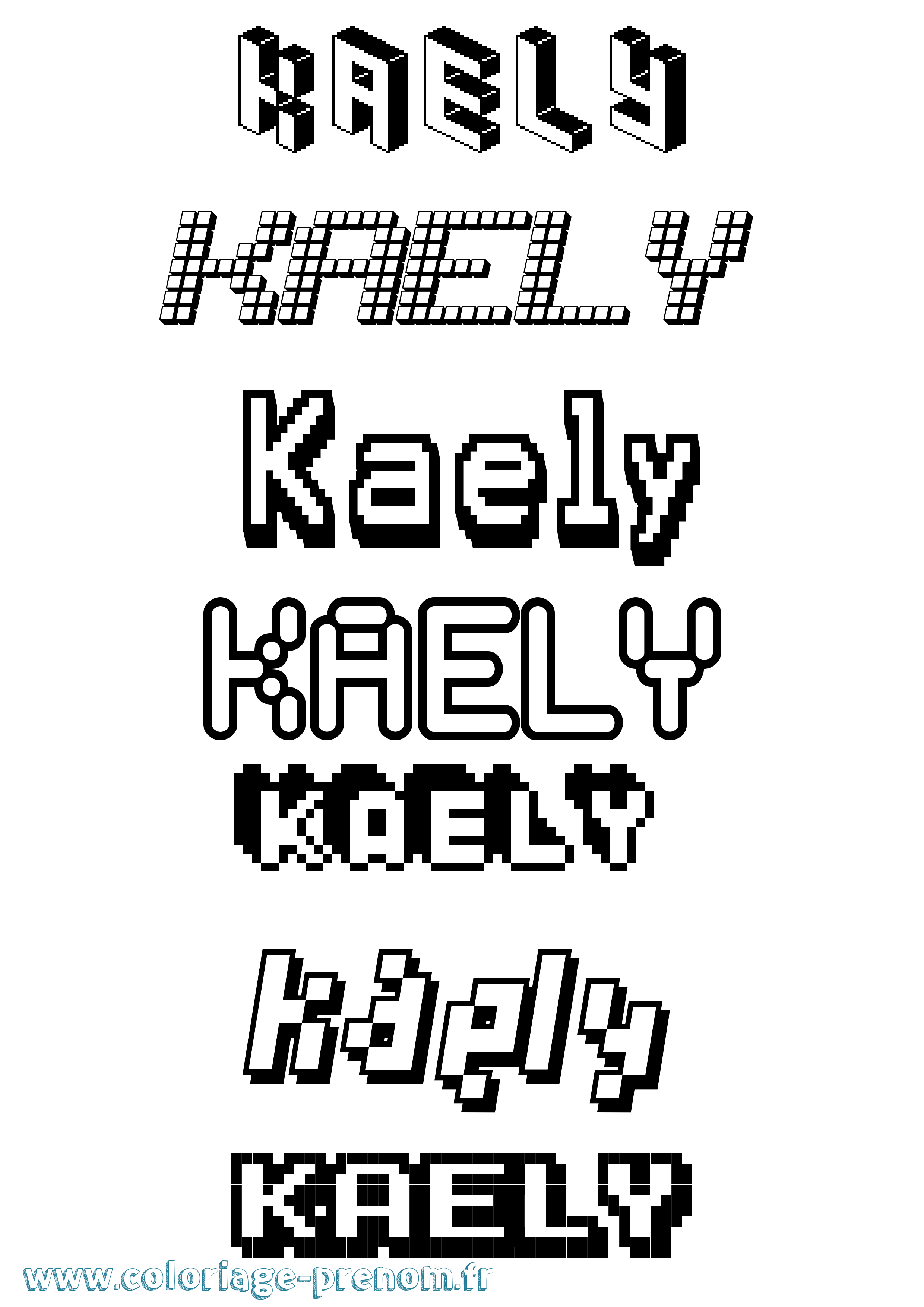 Coloriage Kaely Pixel Coloriage prénom Kaely Pixel