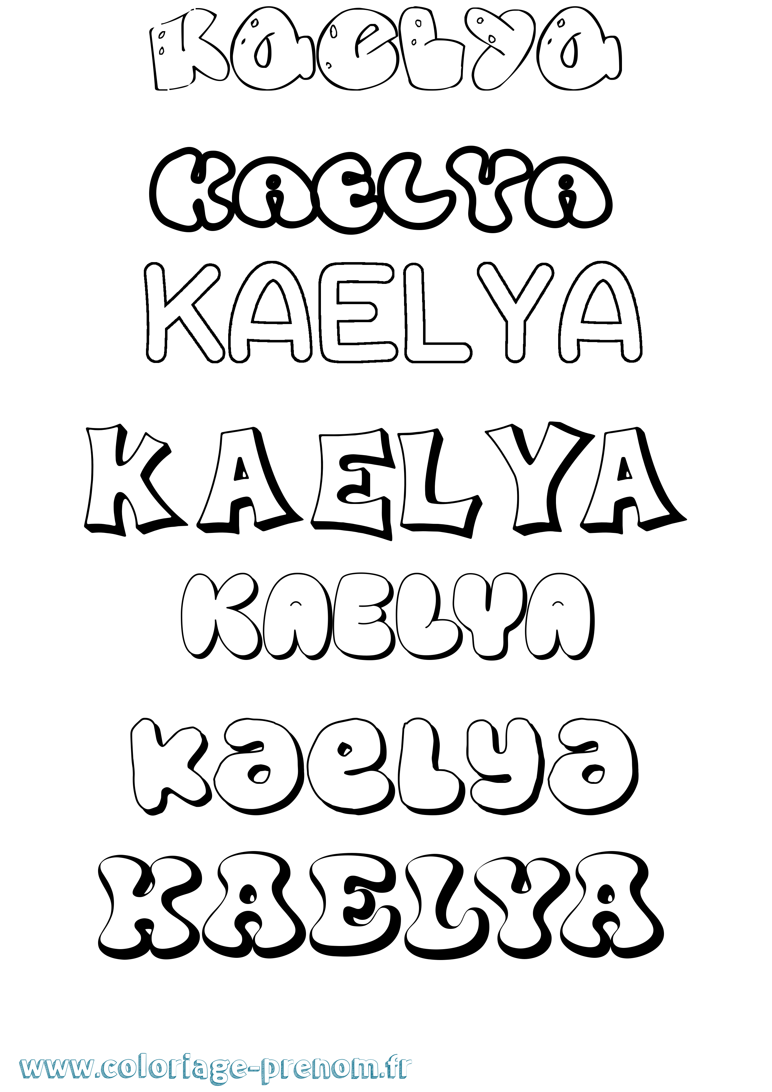 Coloriage prénom Kaelya Bubble