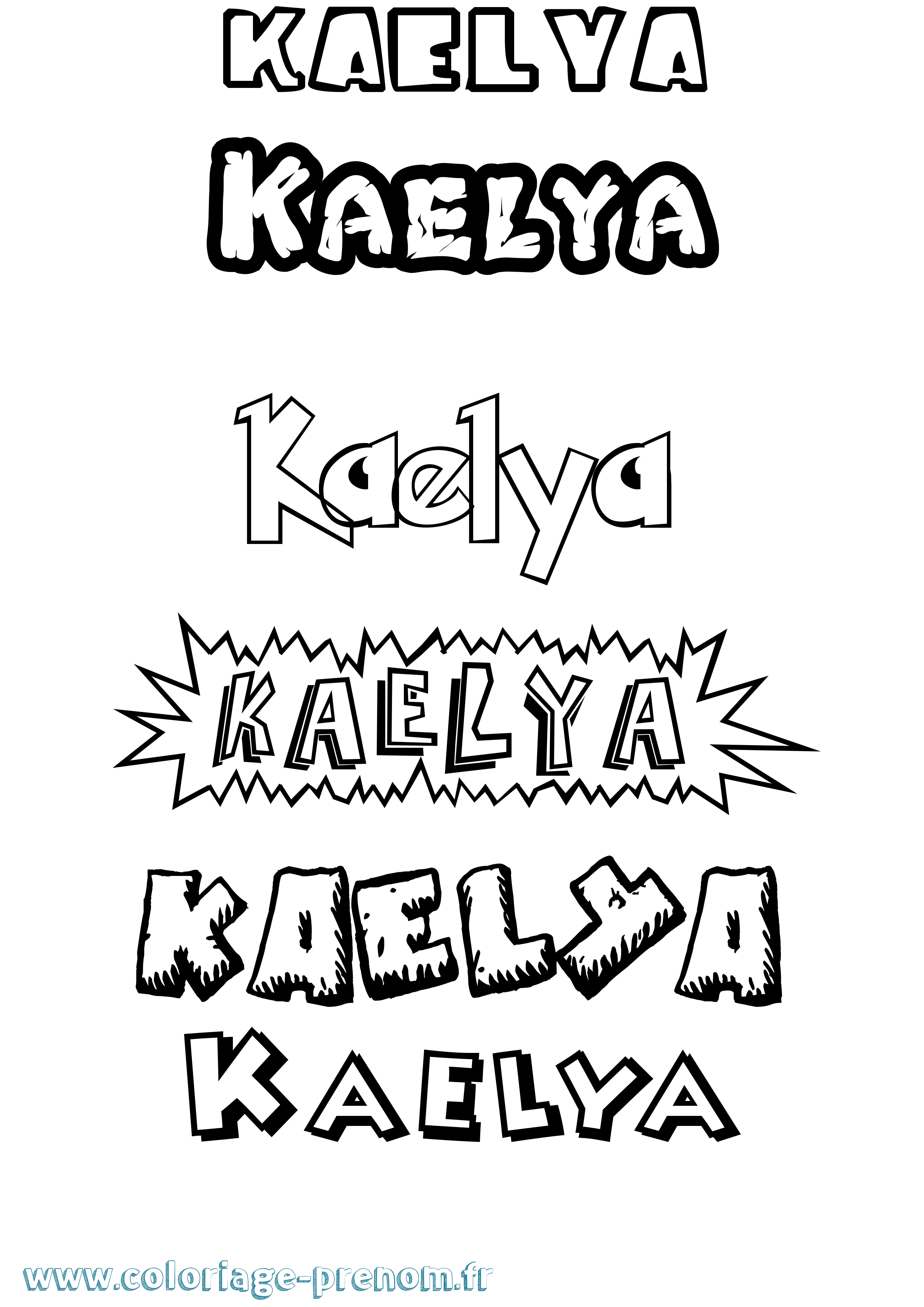 Coloriage prénom Kaelya Dessin Animé