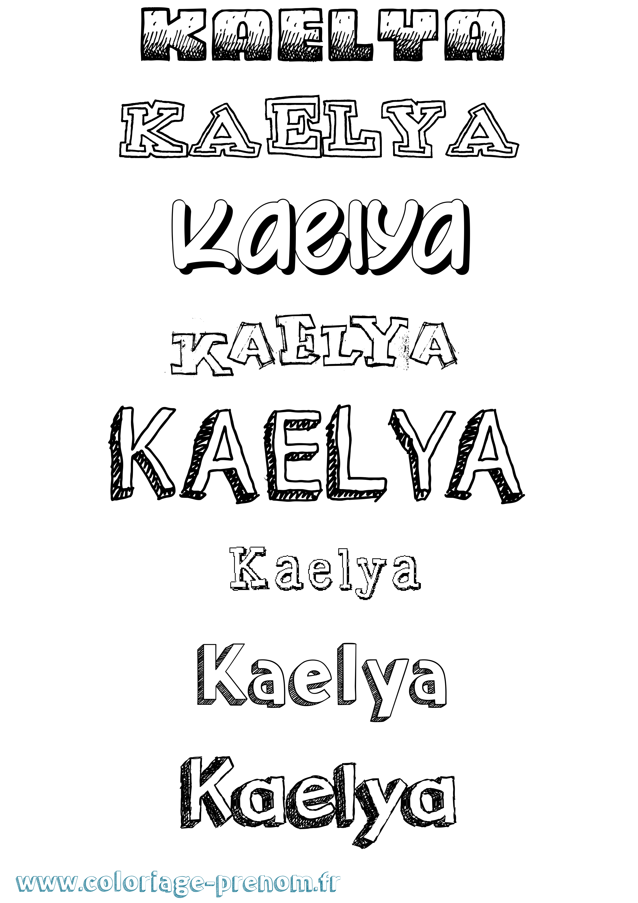 Coloriage prénom Kaelya Dessiné