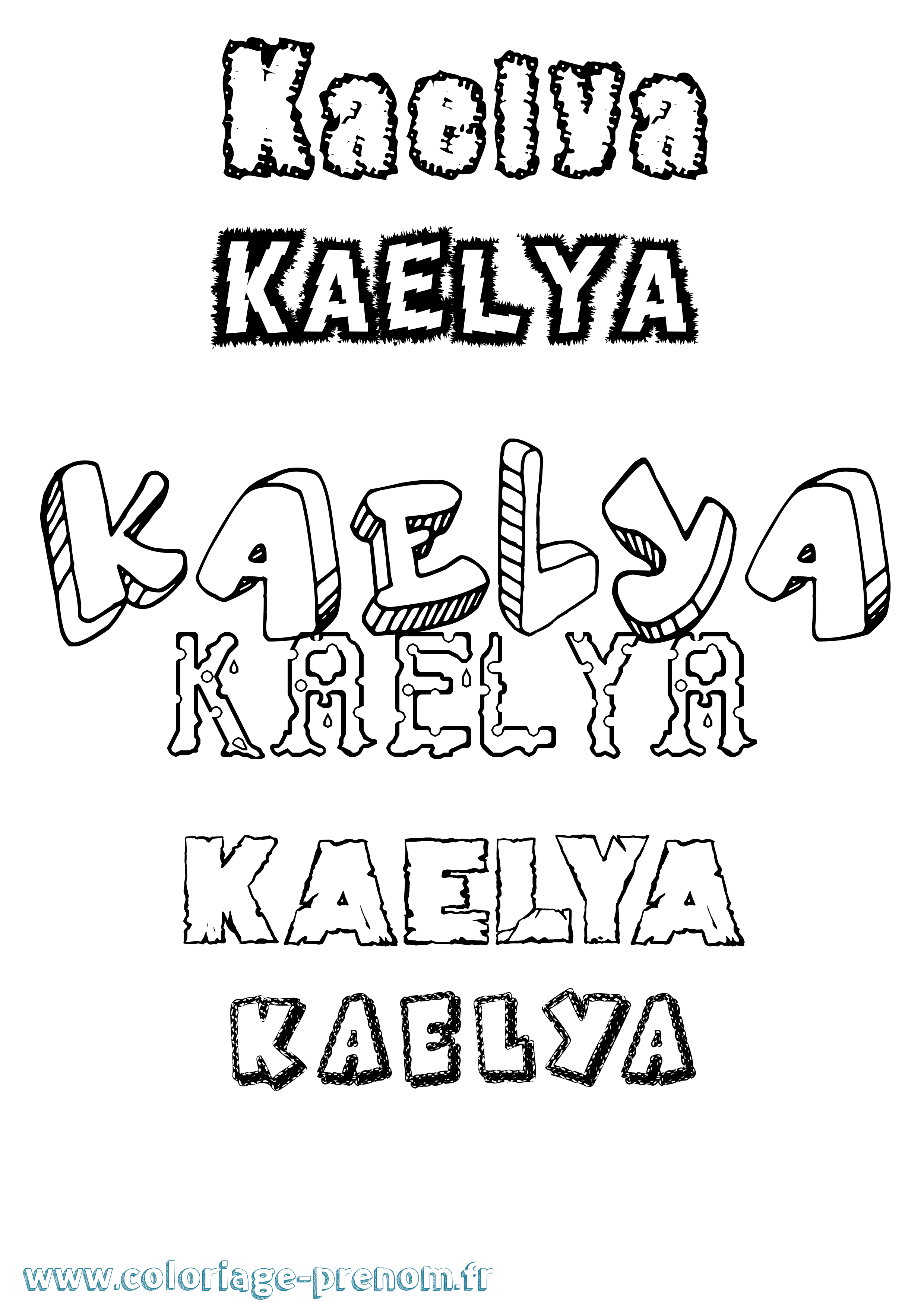 Coloriage prénom Kaelya Destructuré