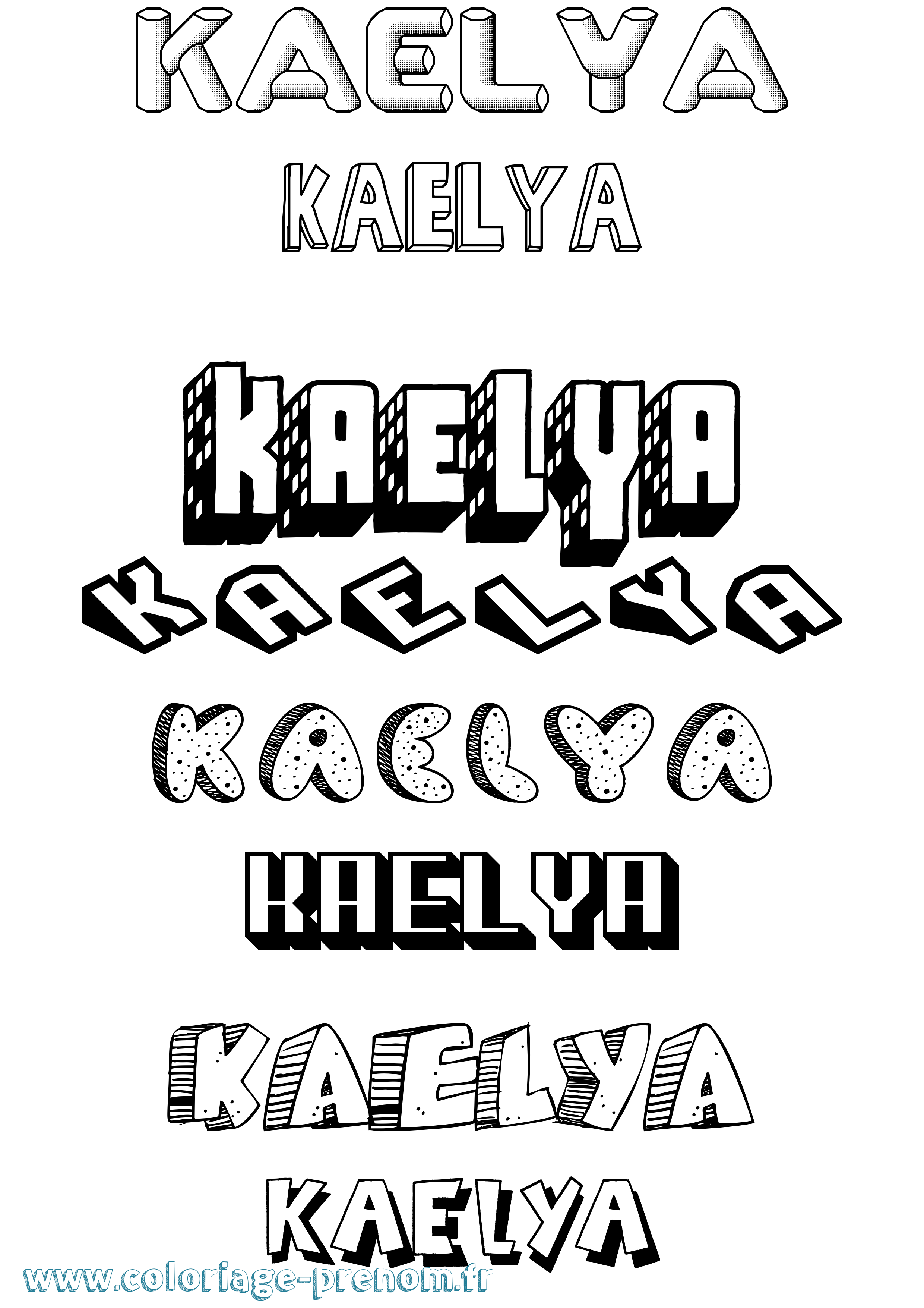 Coloriage prénom Kaelya Effet 3D