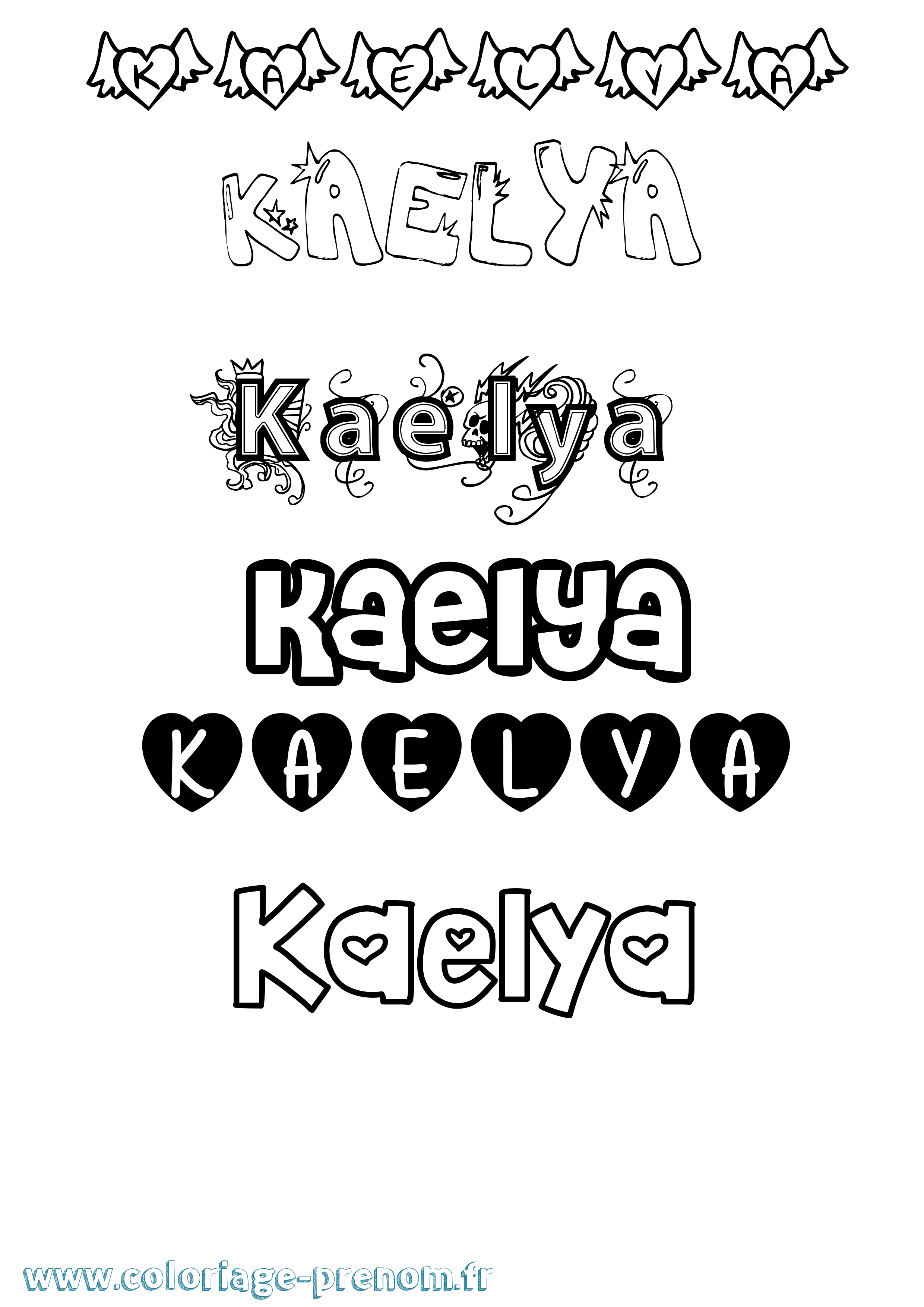 Coloriage prénom Kaelya Girly