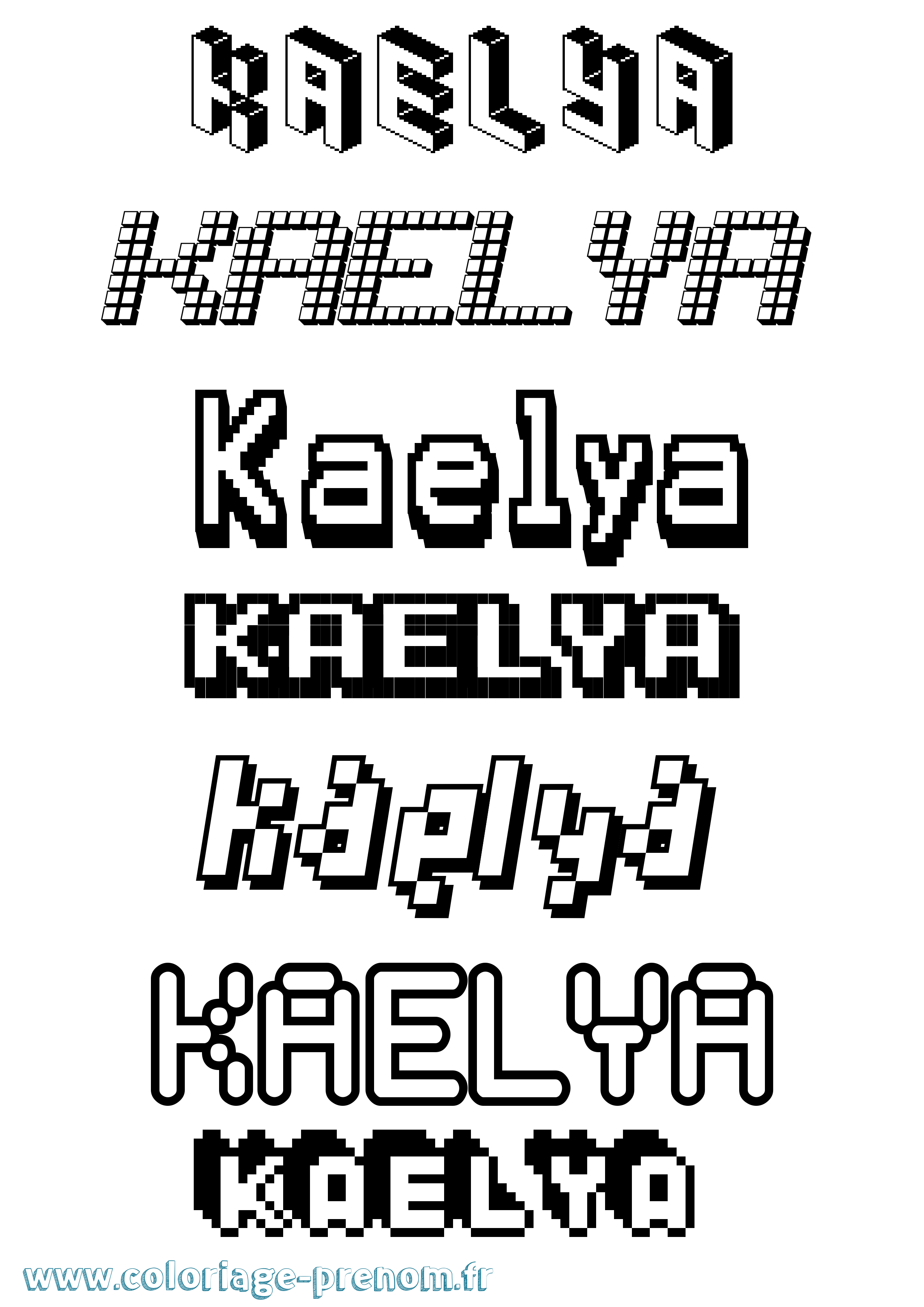 Coloriage prénom Kaelya Pixel
