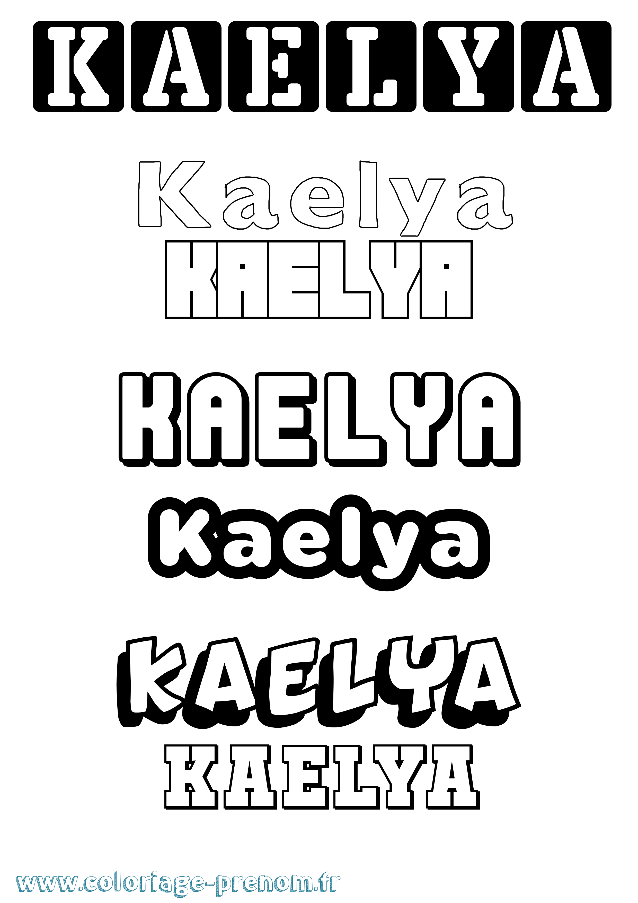 Coloriage prénom Kaelya Simple