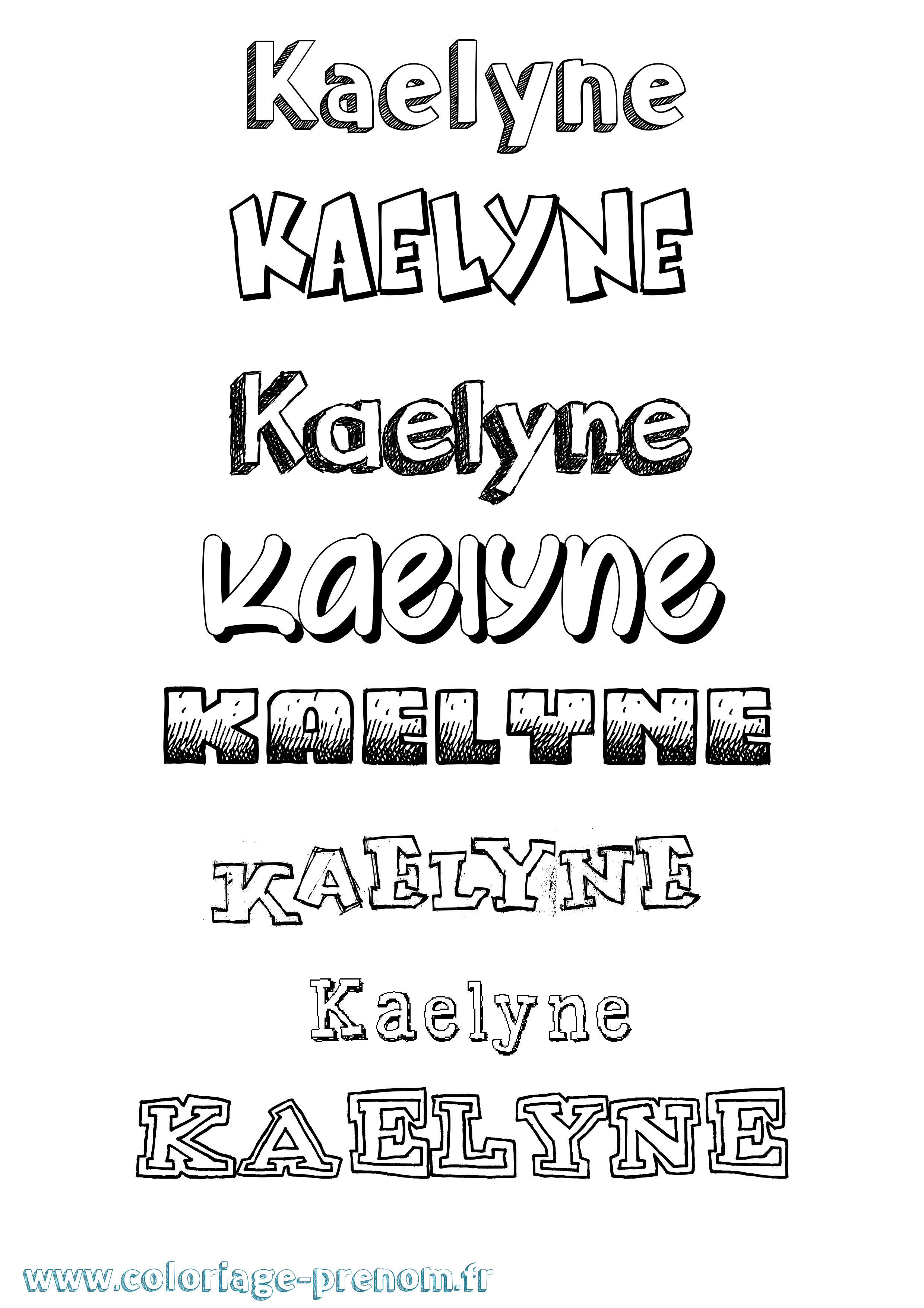 Coloriage prénom Kaelyne Dessiné