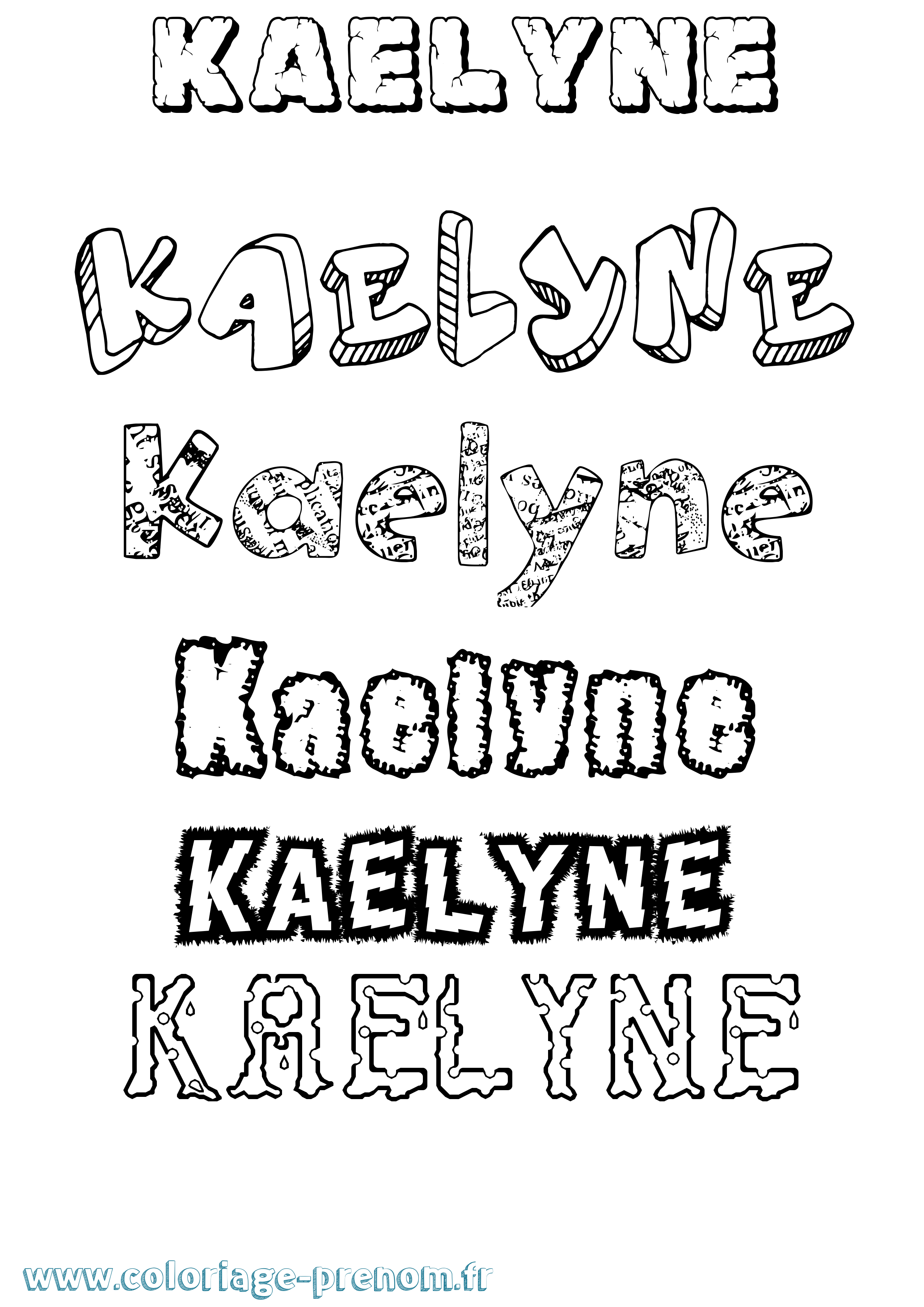 Coloriage prénom Kaelyne Destructuré