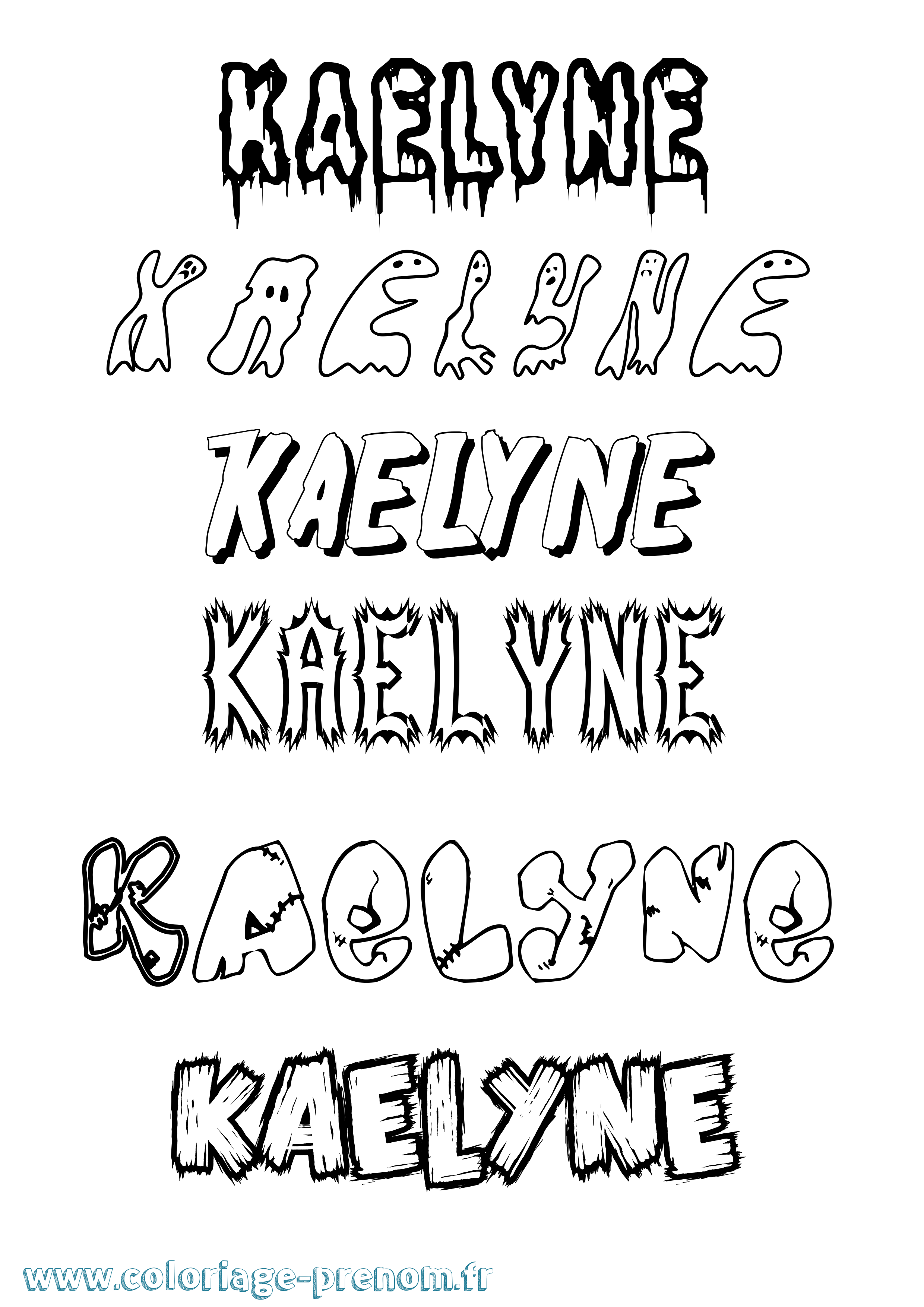 Coloriage prénom Kaelyne Frisson