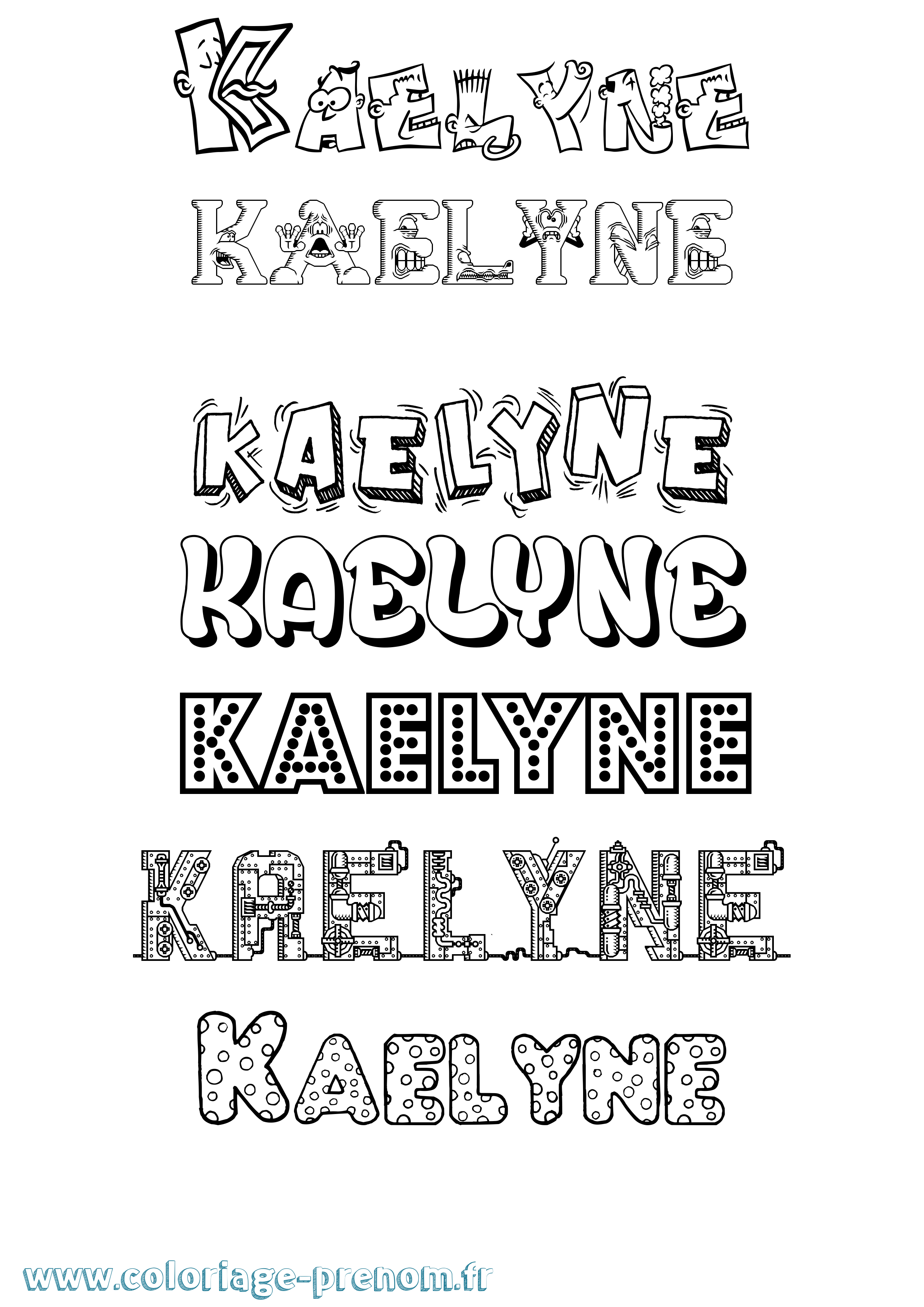 Coloriage prénom Kaelyne Fun