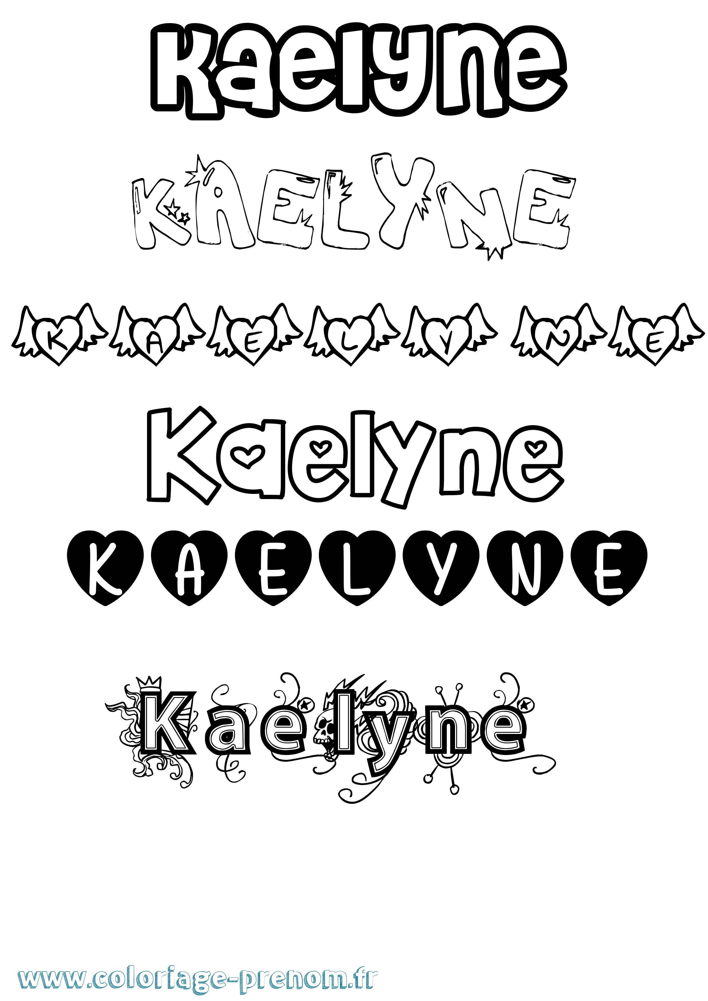 Coloriage prénom Kaelyne Girly