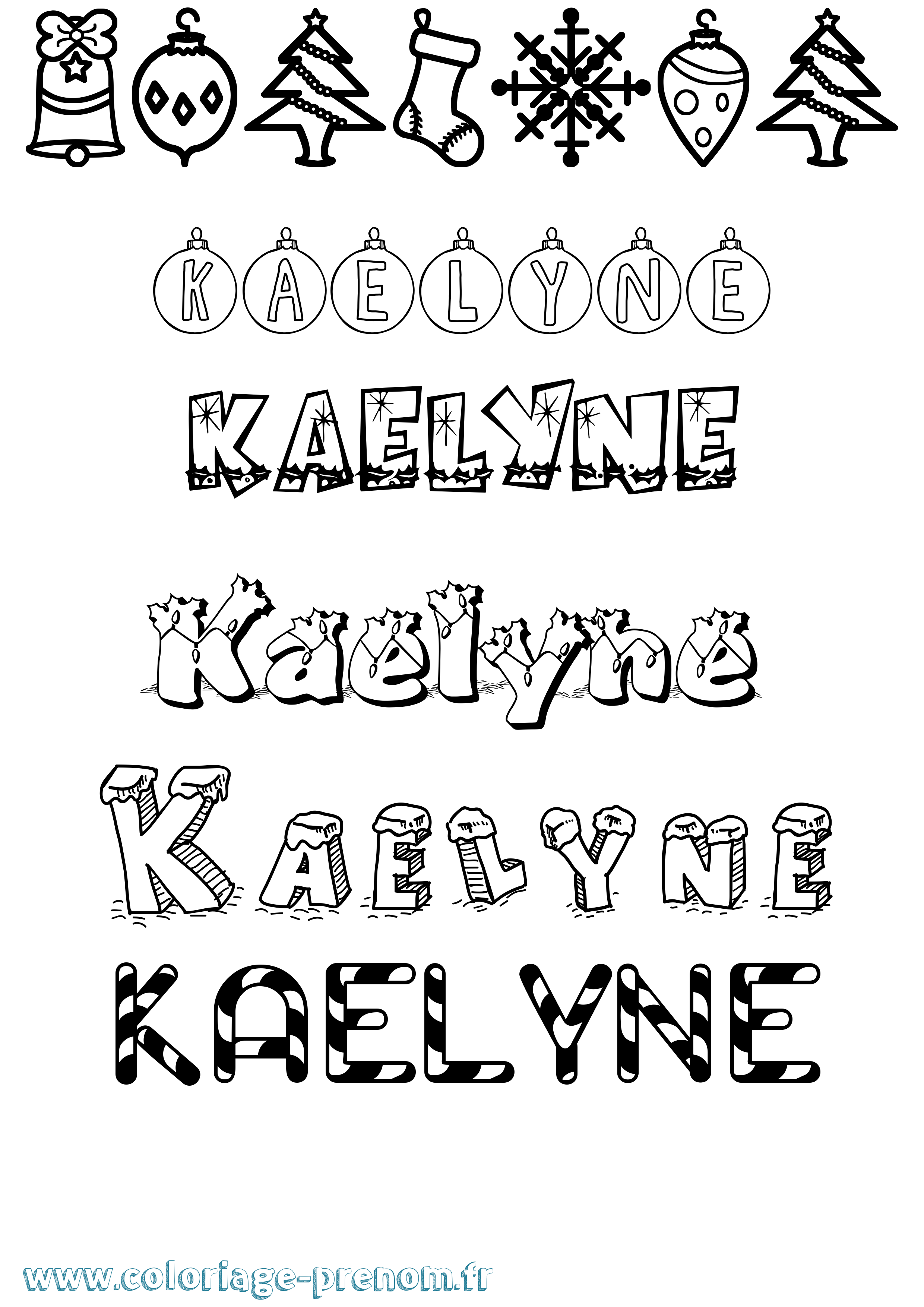 Coloriage prénom Kaelyne Noël
