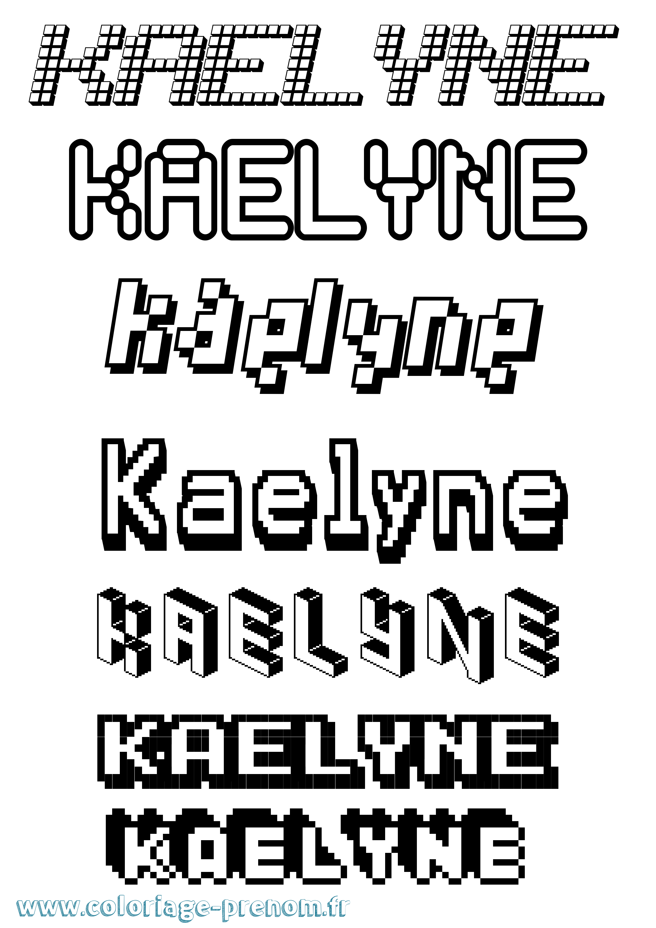 Coloriage prénom Kaelyne Pixel