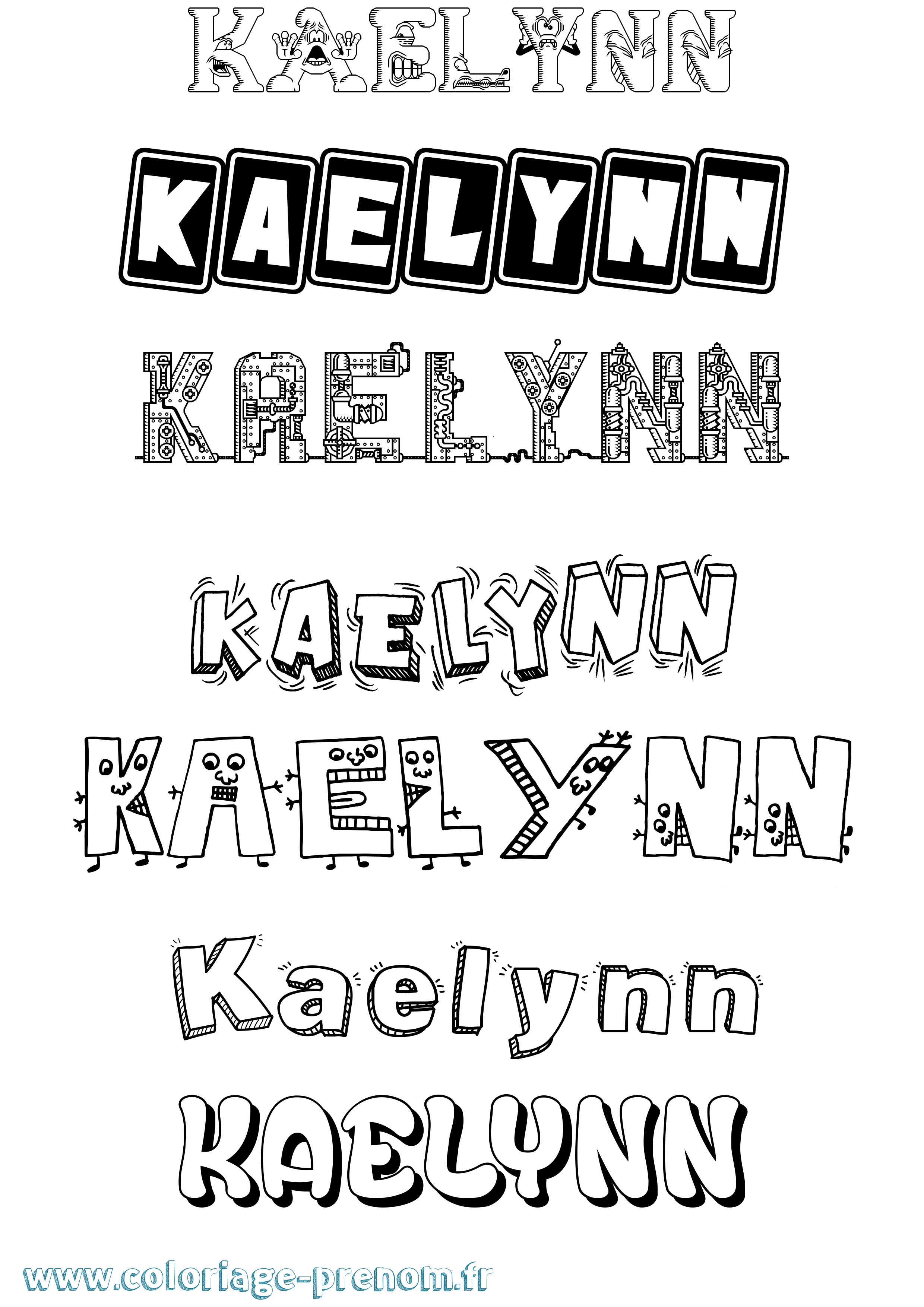 Coloriage prénom Kaelynn Fun