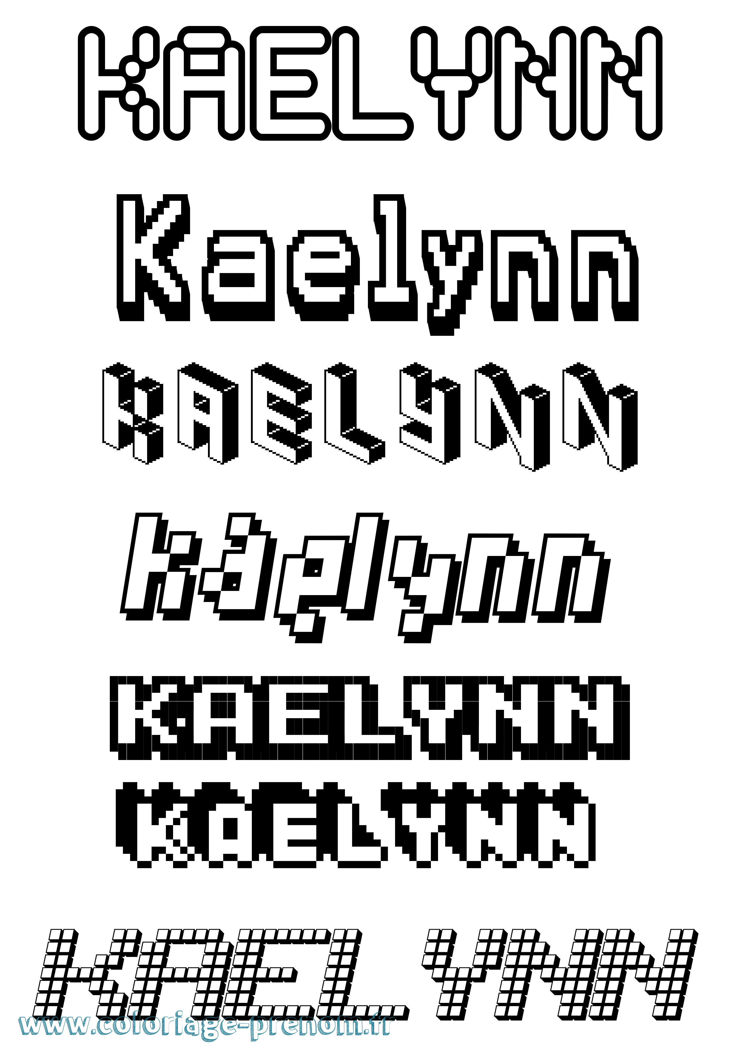 Coloriage prénom Kaelynn Pixel