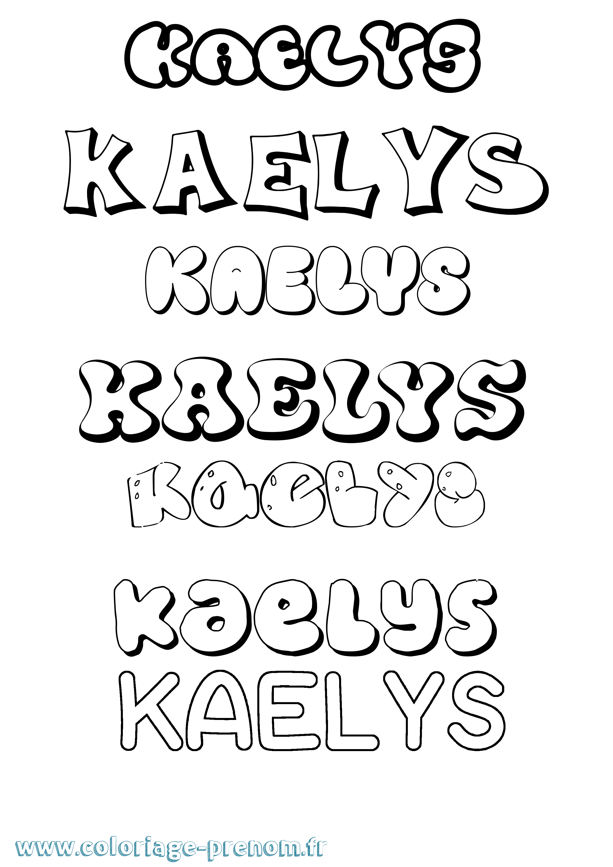 Coloriage prénom Kaelys Bubble