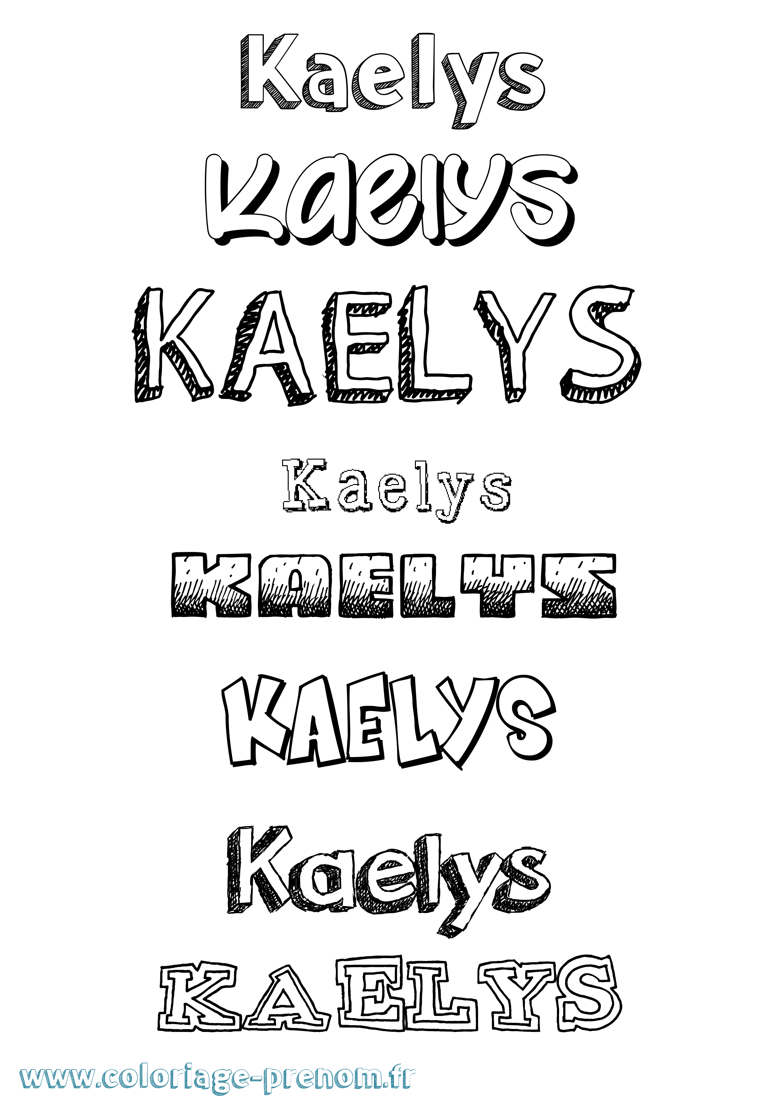 Coloriage prénom Kaelys Dessiné
